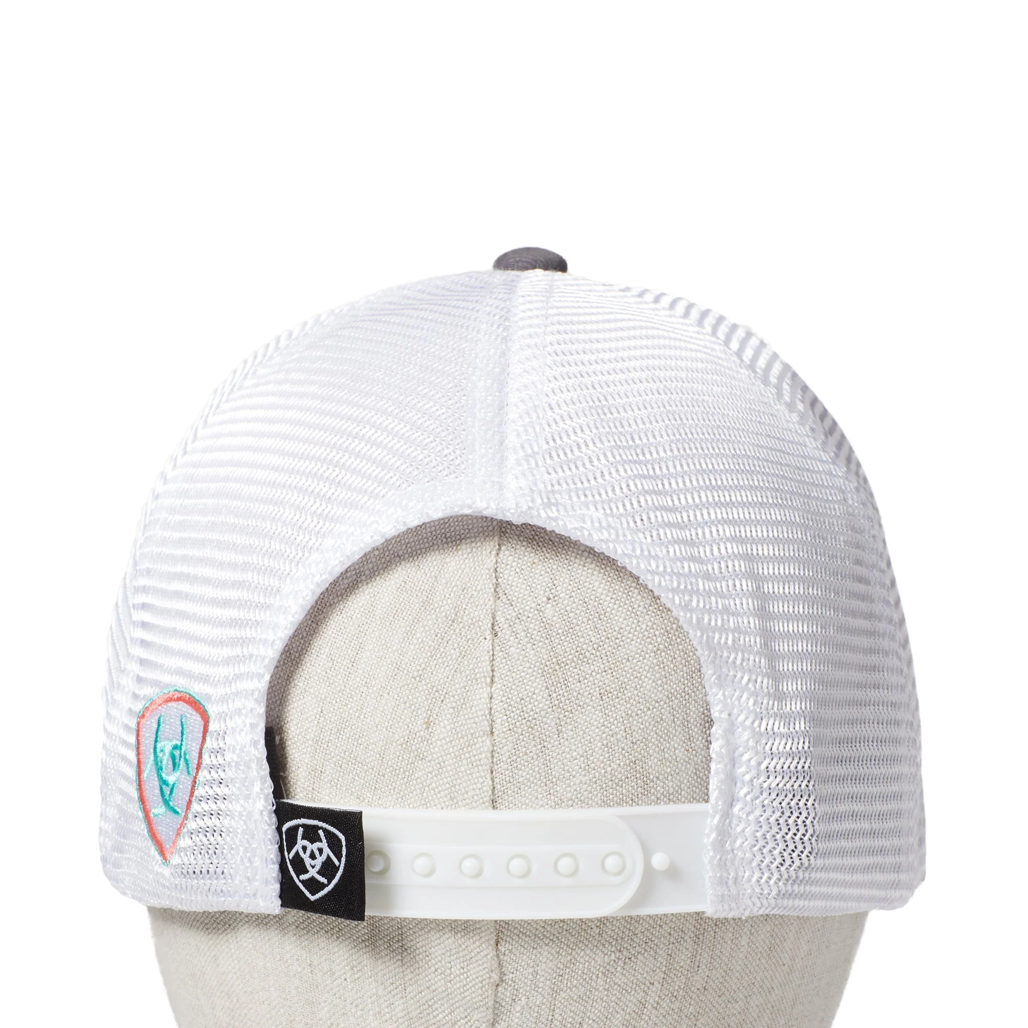 Ariat Aztec Logo Mesh Trucker Cap - Charcoal / White / Turquoise - Image 2