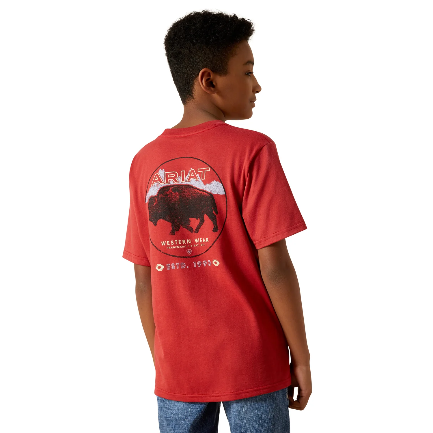 Ariat Boy's Patriot Buffalo Coin Tee - Brick Red