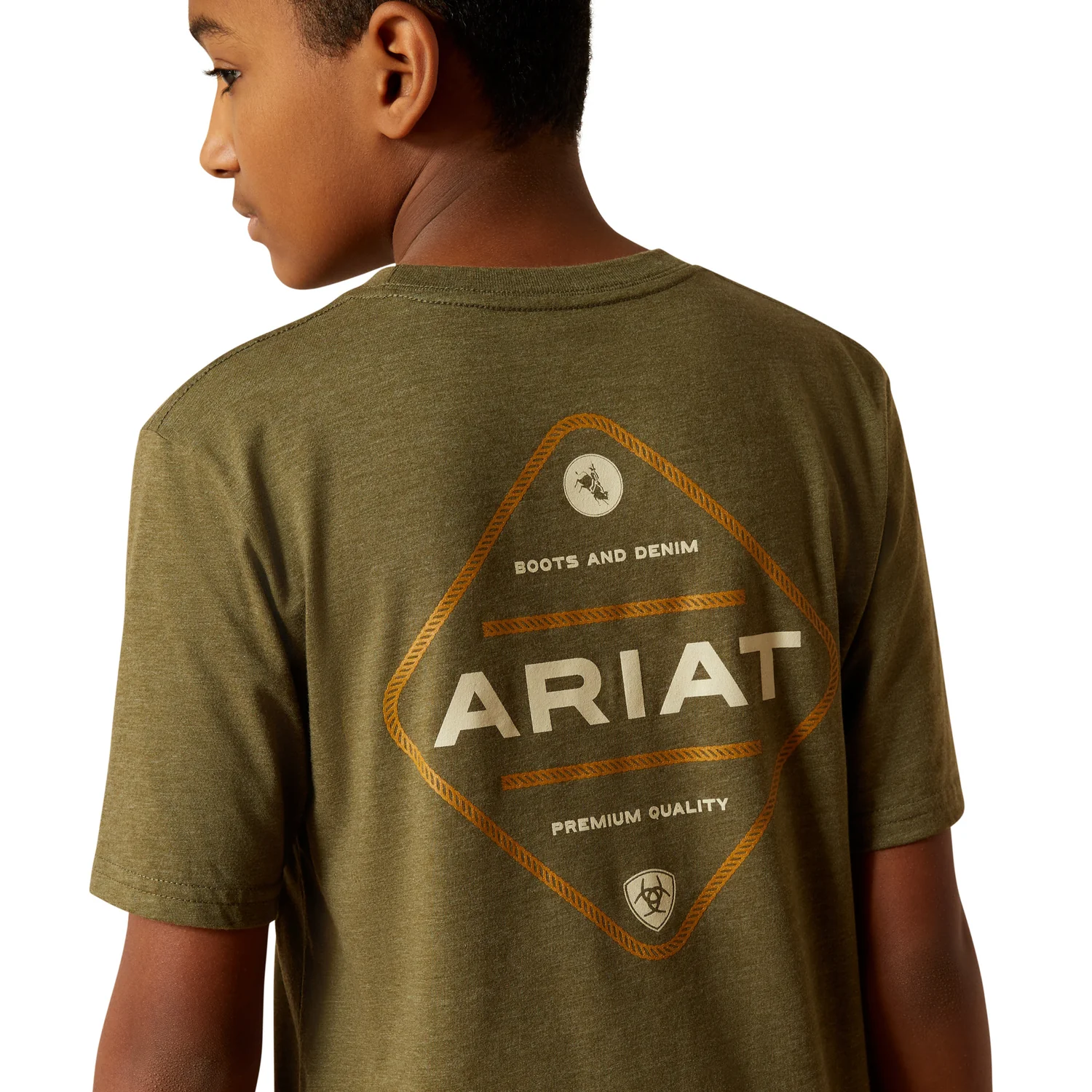 Ariat Boy's Roped Diamond Tee - Military Heather - Image 2