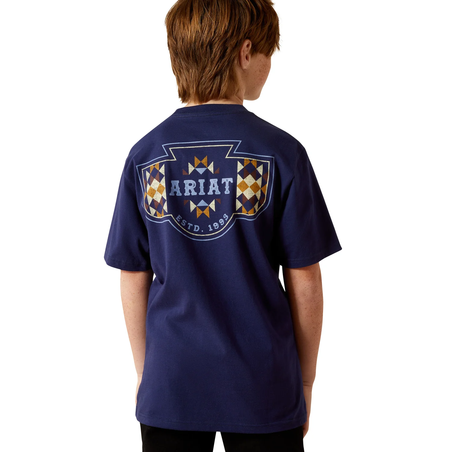 Ariat Boy's Woven West Tee - Medieval Blue - Image 4