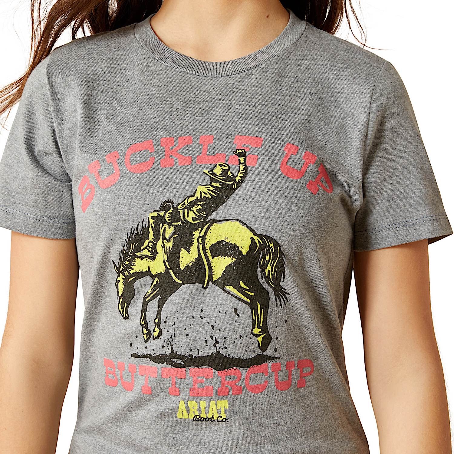 Ariat Girl's Buck Up T-Shirt - Iceburg - Image 4