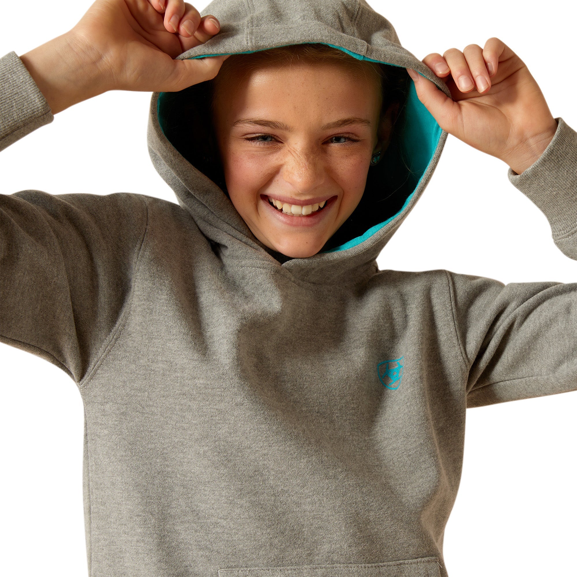 Ariat Girl's Equipment Hoodie - Heather Grey - Image 4