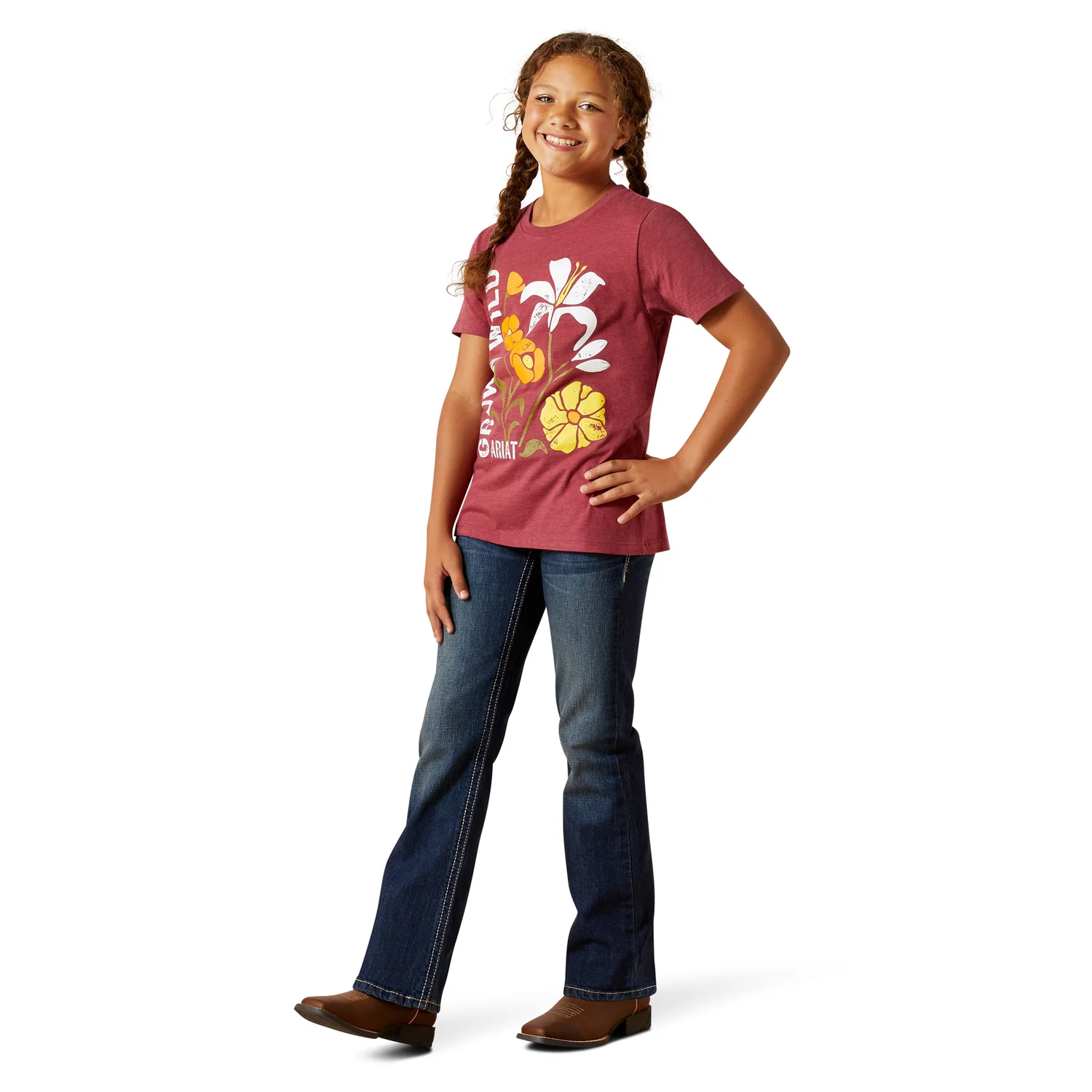 Ariat Girl's Grown Wild Tee - Cardinal - Image 4