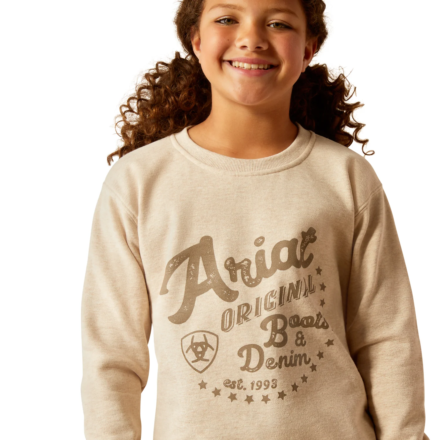 Ariat Girl's Original Sweatshirt - Oatmeal Heather - Image 3