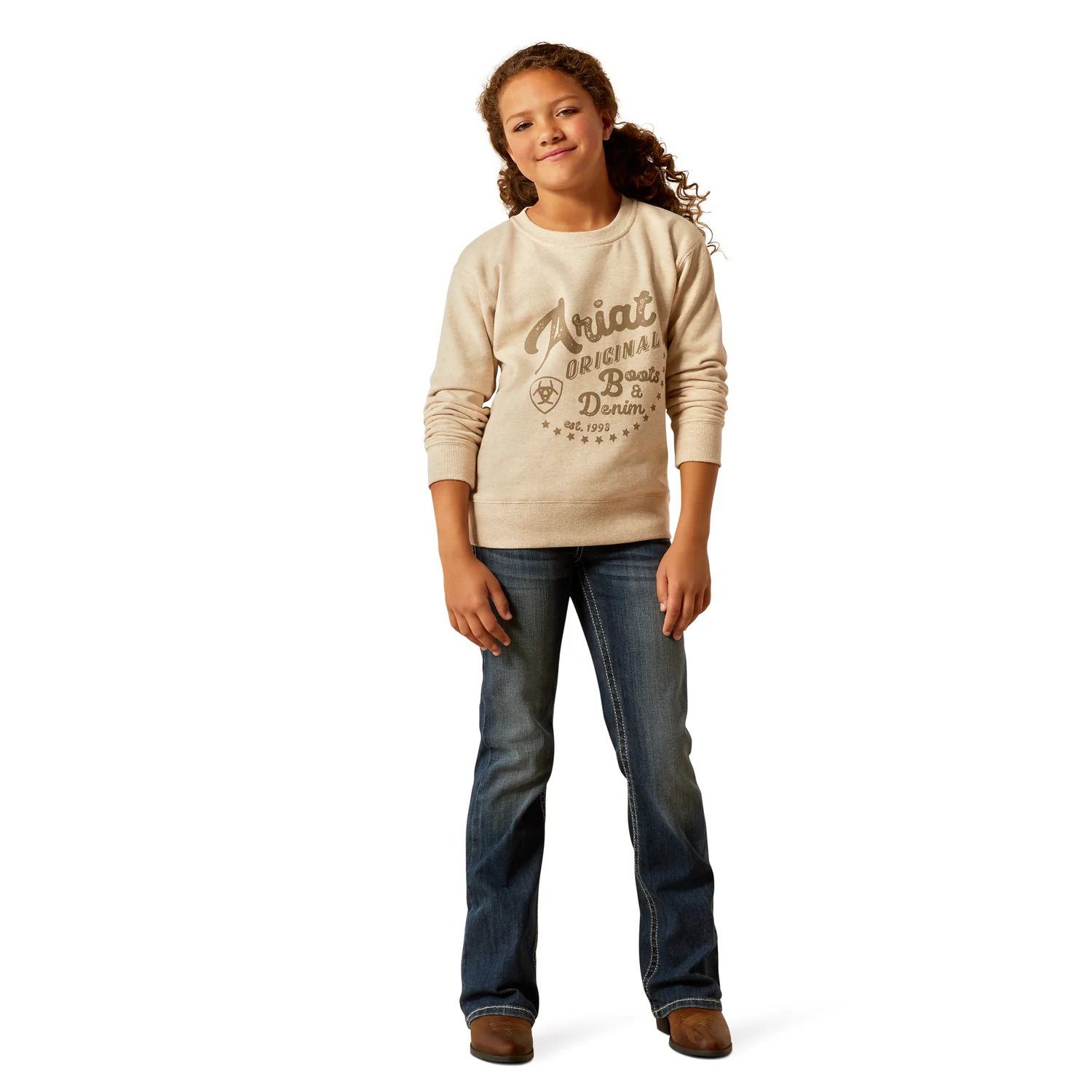 Ariat Girl's Original Sweatshirt - Oatmeal Heather - Image 4