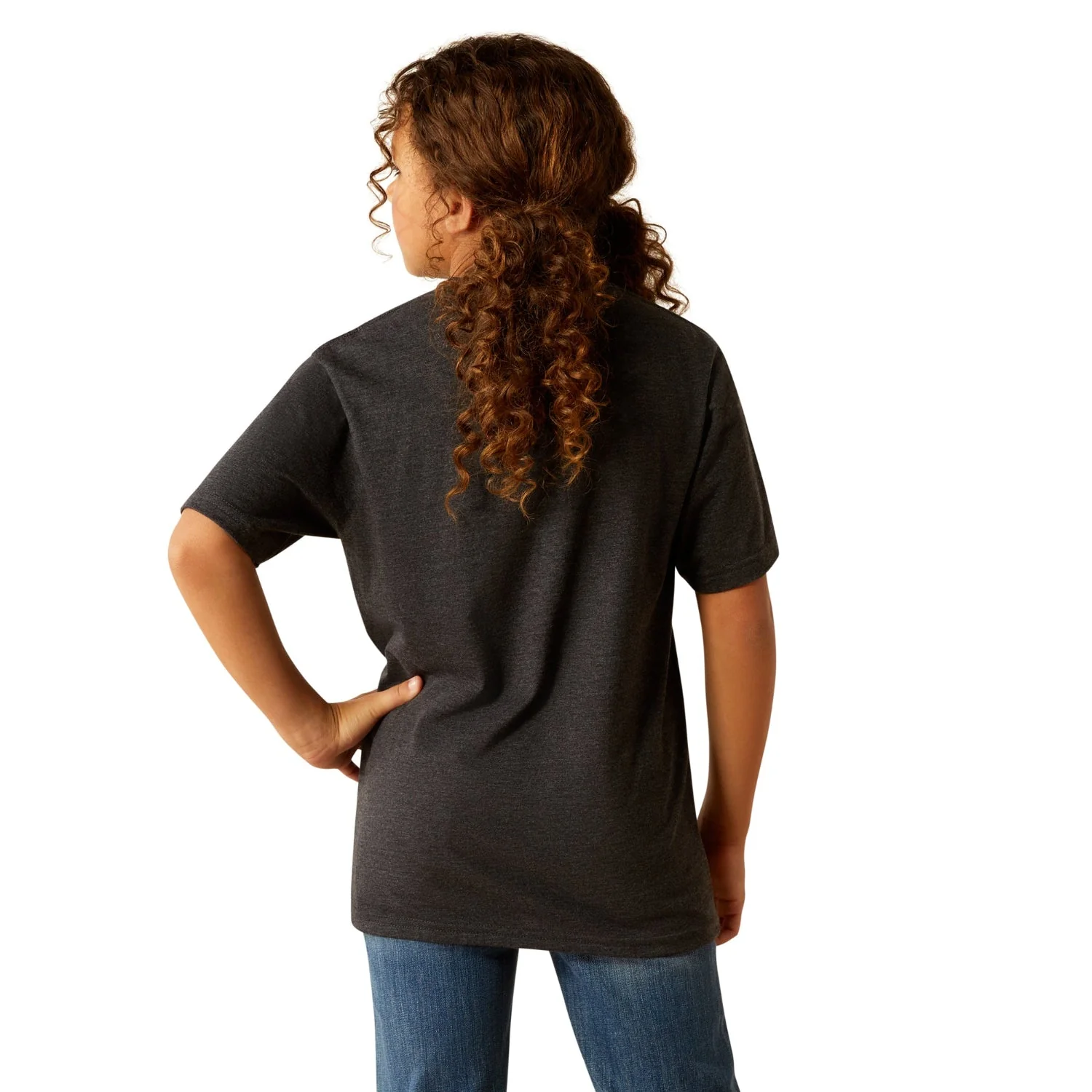 Ariat Girl's Postcard T-Shirt - Charcoal Heather - Image 2