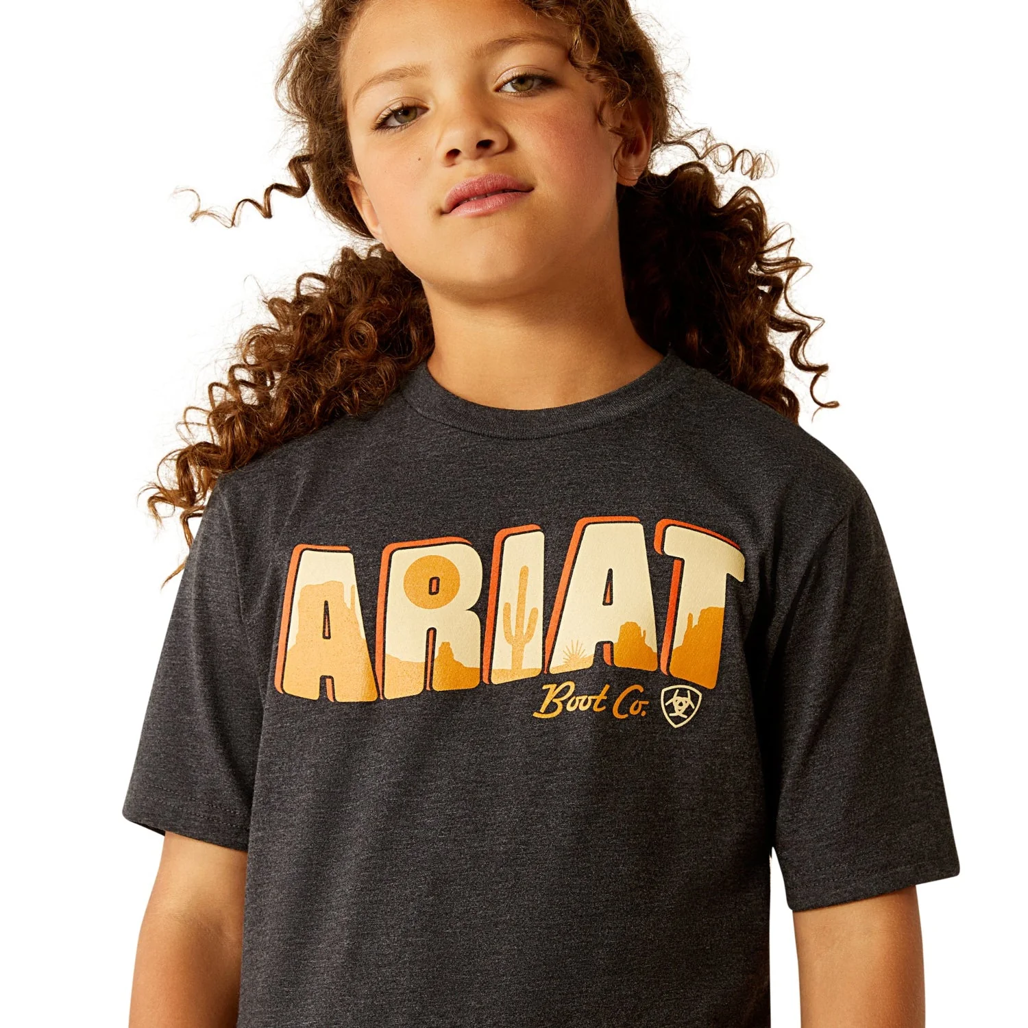 Ariat Girl's Postcard T-Shirt - Charcoal Heather - Image 4