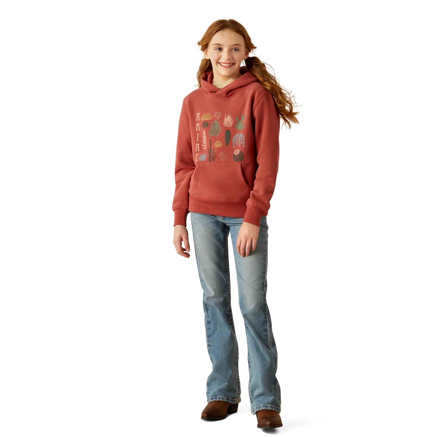 Ariat Girl's Southwest Collections Hoodie - Marsala - Image 4