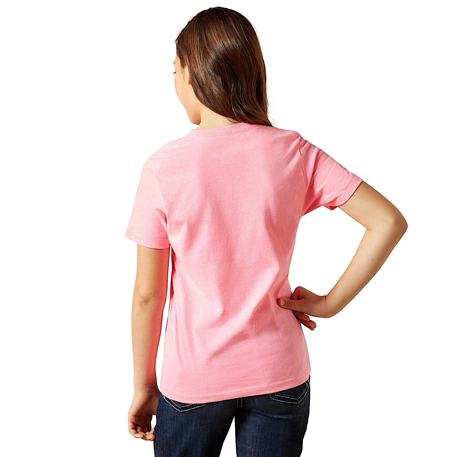 Ariat Girl's Spur Script T-Shirt - Neon Pink - Image 2