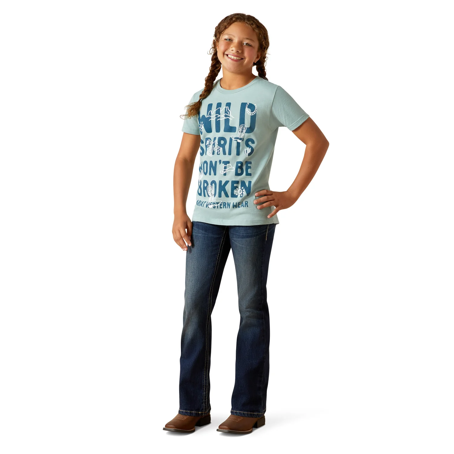 Ariat Girl's Wild Spirits Tee - Rivergreen - Image 4