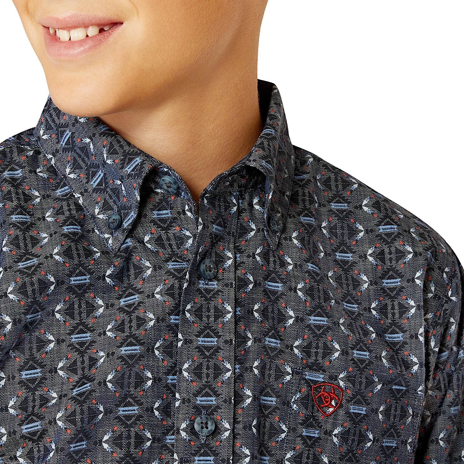 Ariat Kids Rochard Shirt - Chambray Blue - Image 3