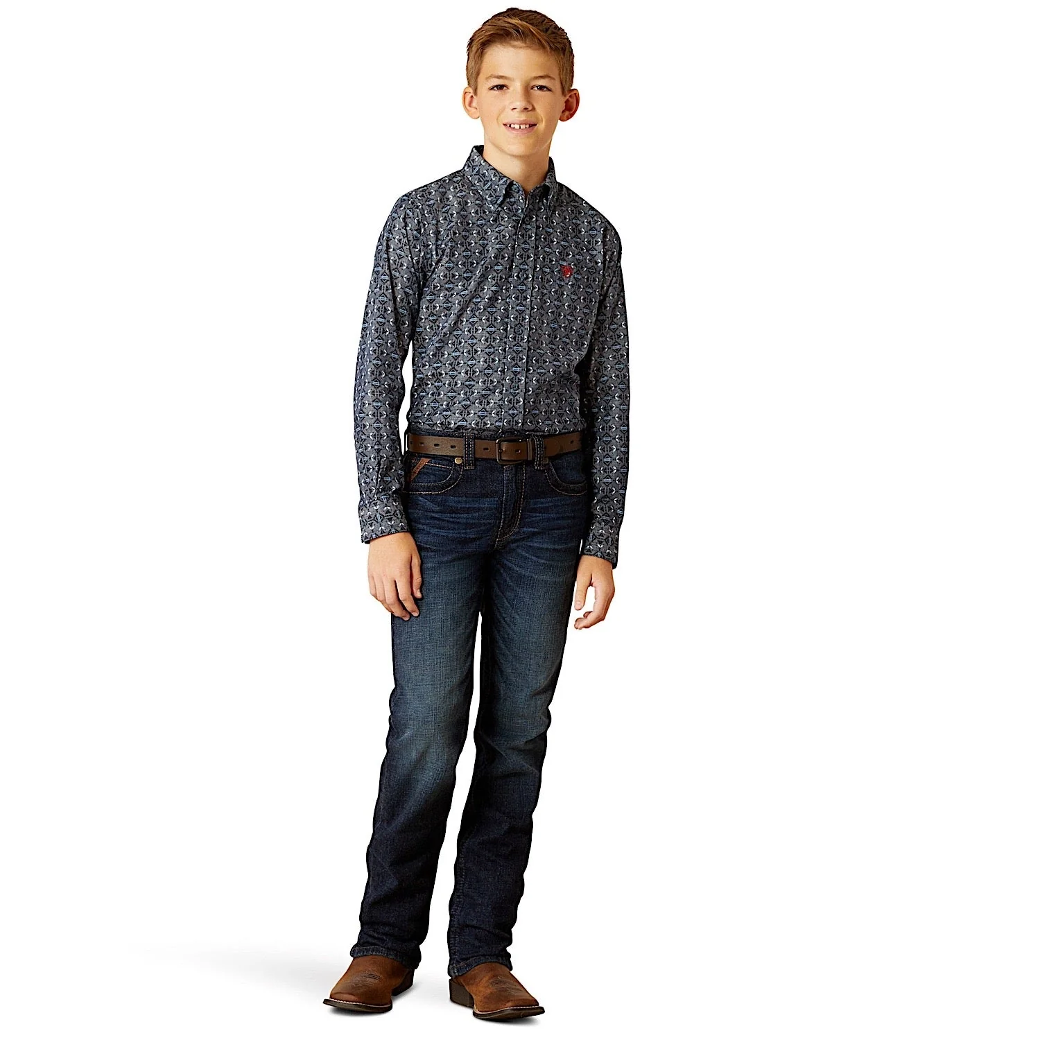 Ariat Kids Rochard Shirt - Chambray Blue - Image 4