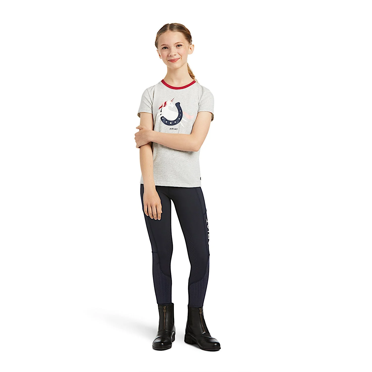 Ariat Kid's Unicorn Moon T-Shirt - Heather Grey - Image 3