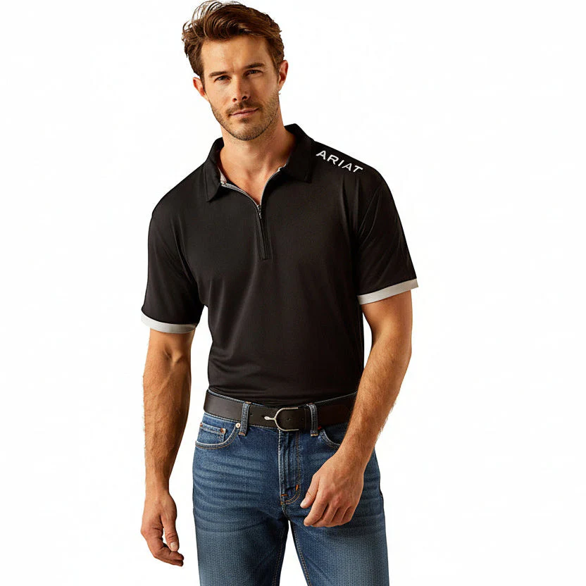 Ariat Men's Bandera Team 1/4 Zip Polo - Black Team