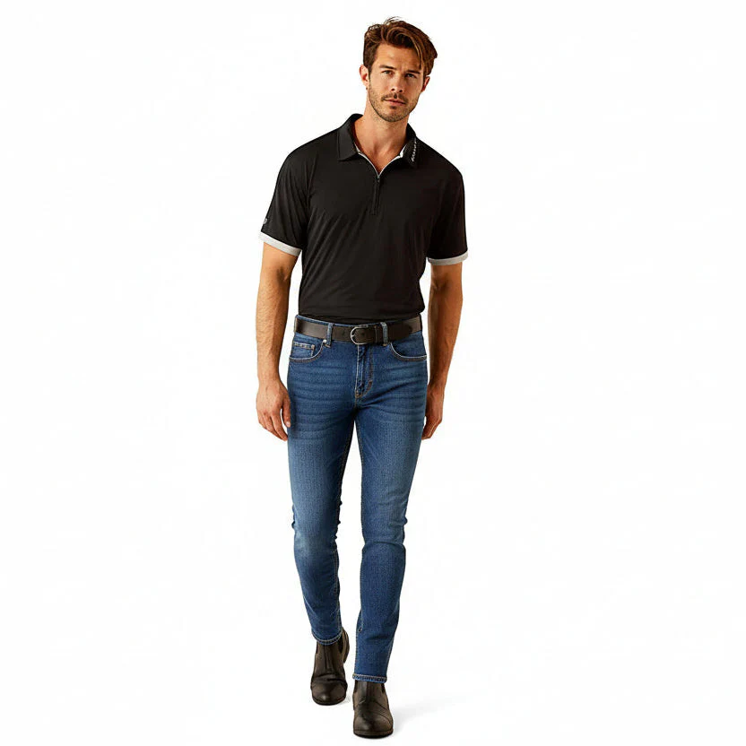 Ariat Men's Bandera Team 1/4 Zip Polo - Black Team - Image 3