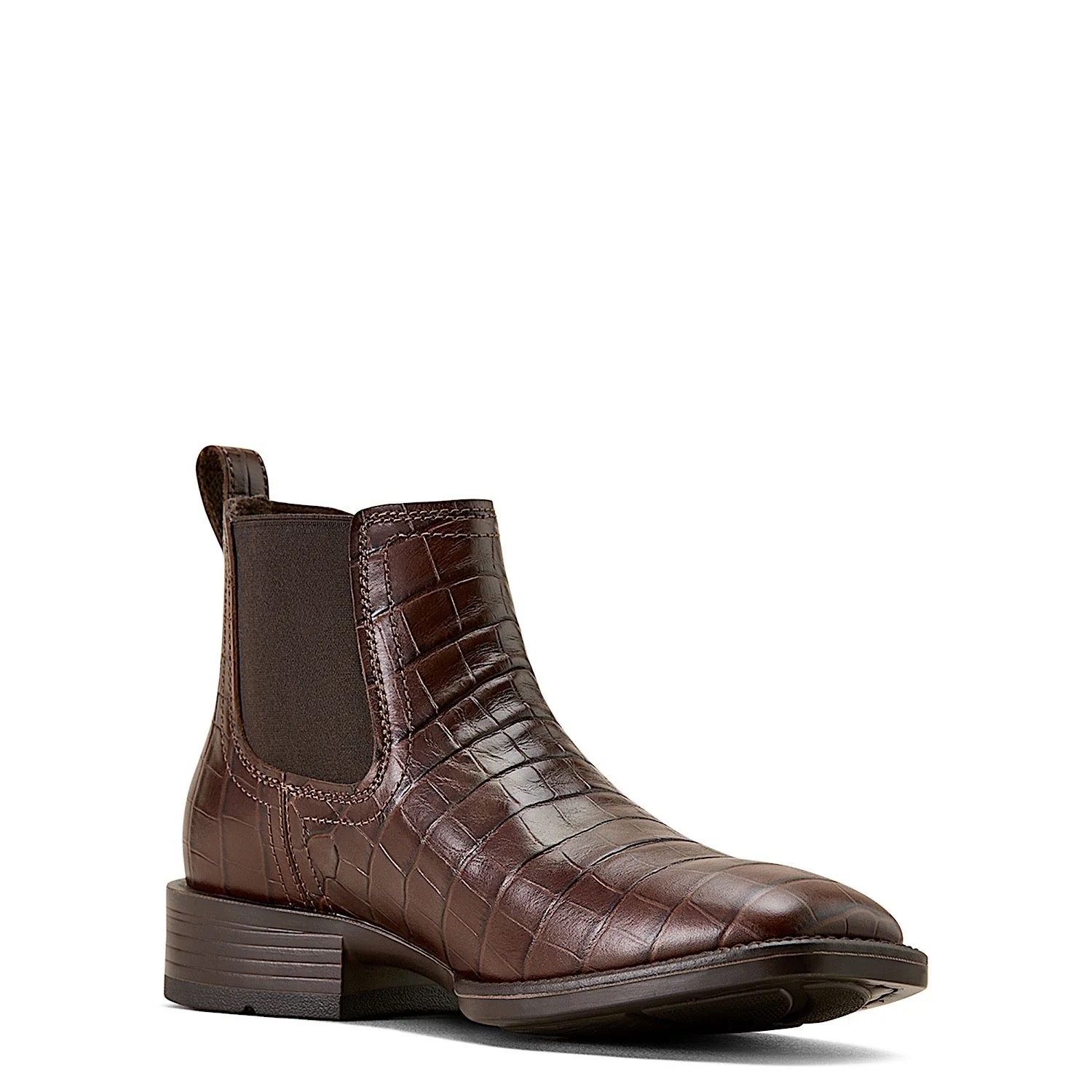 Ariat Men's Booker Chelsea Wide Square Toe Western Boot - Chocolate Croc Print - Image 6