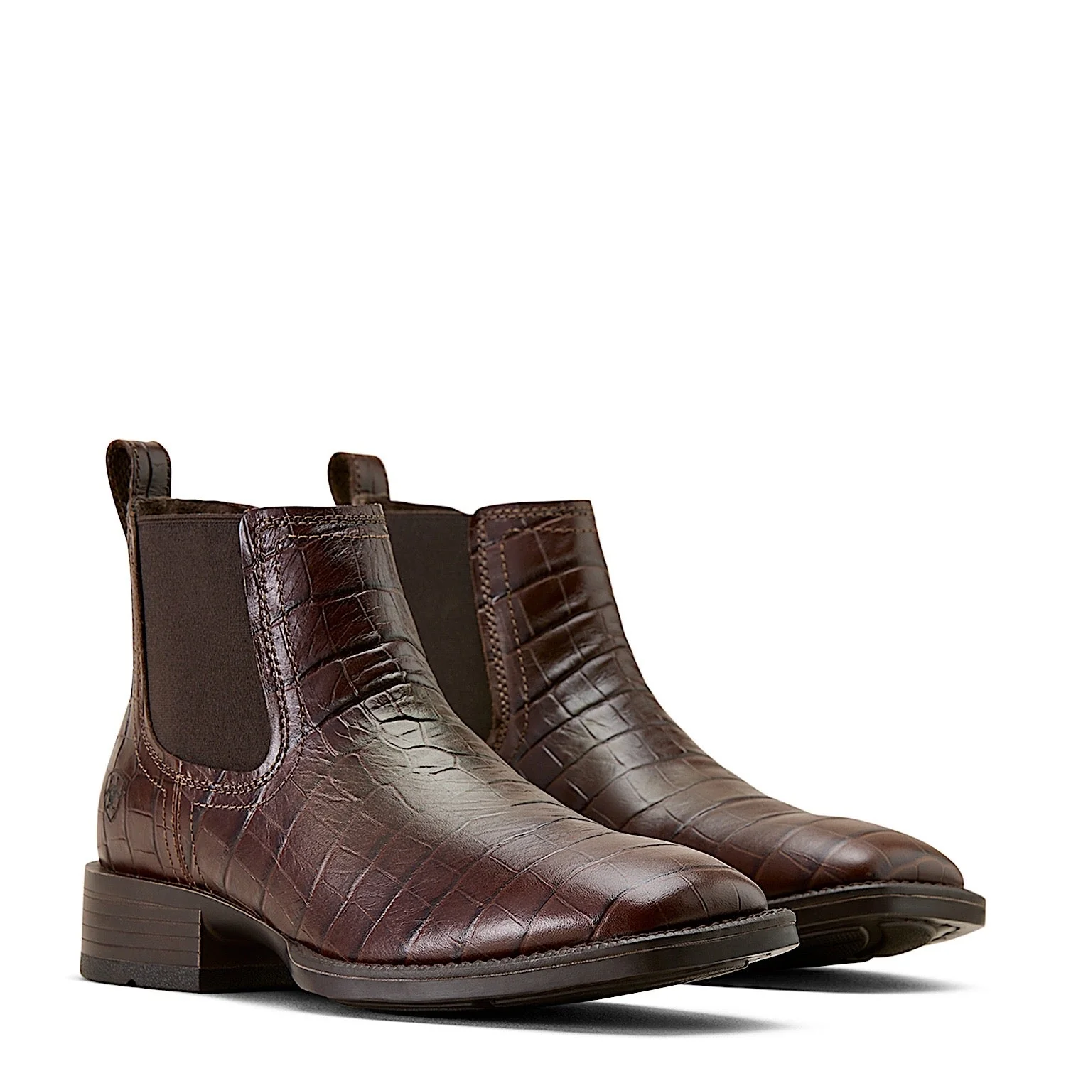 Ariat Men's Booker Chelsea Wide Square Toe Western Boot - Chocolate Croc Print - Image 8