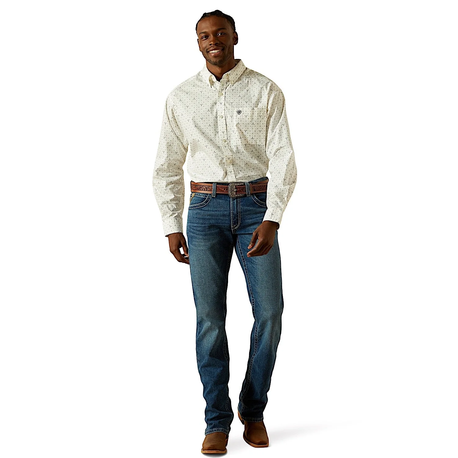 Ariat Men's Buster Classic Fit Shirt - White - Image 3