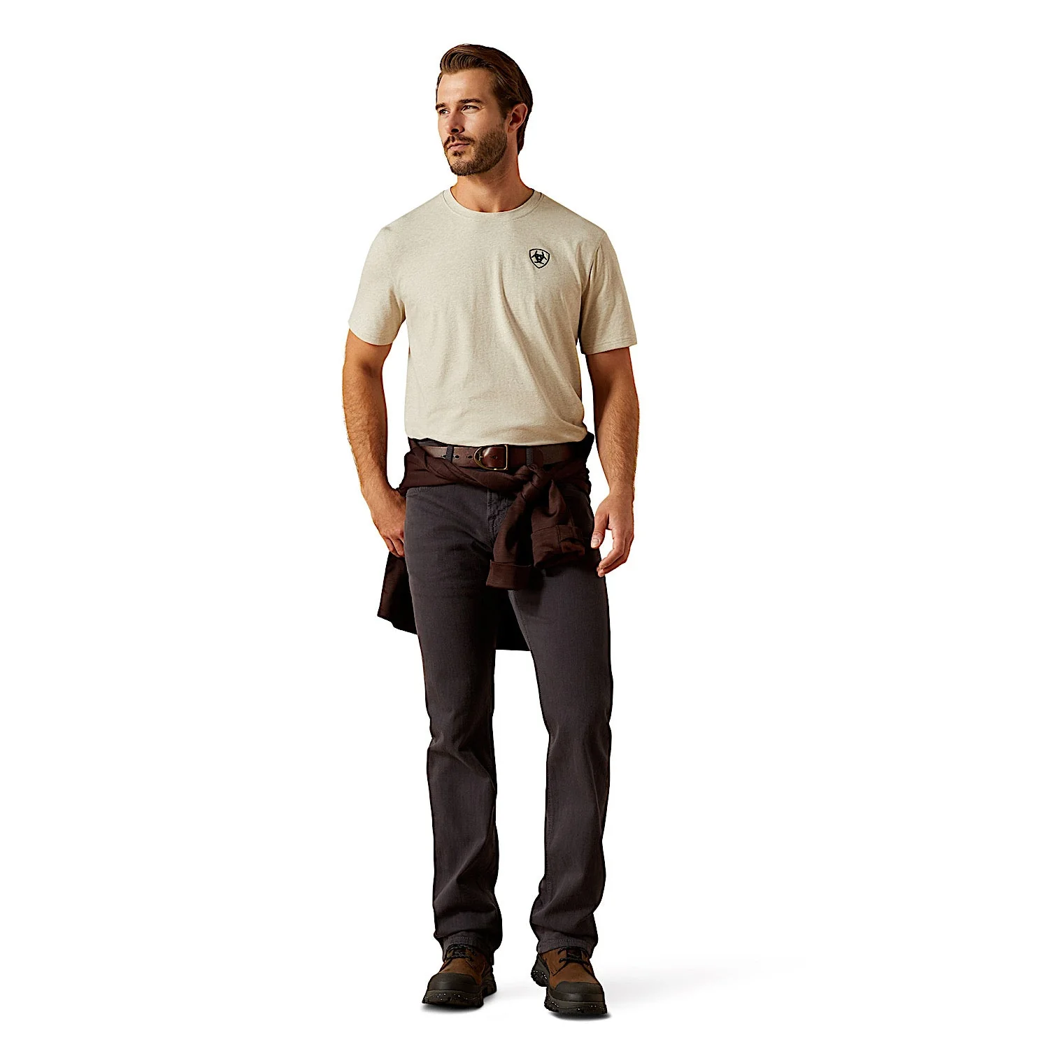 Ariat Men's BV Logo T-Shirt - Khaki Heather - Image 2