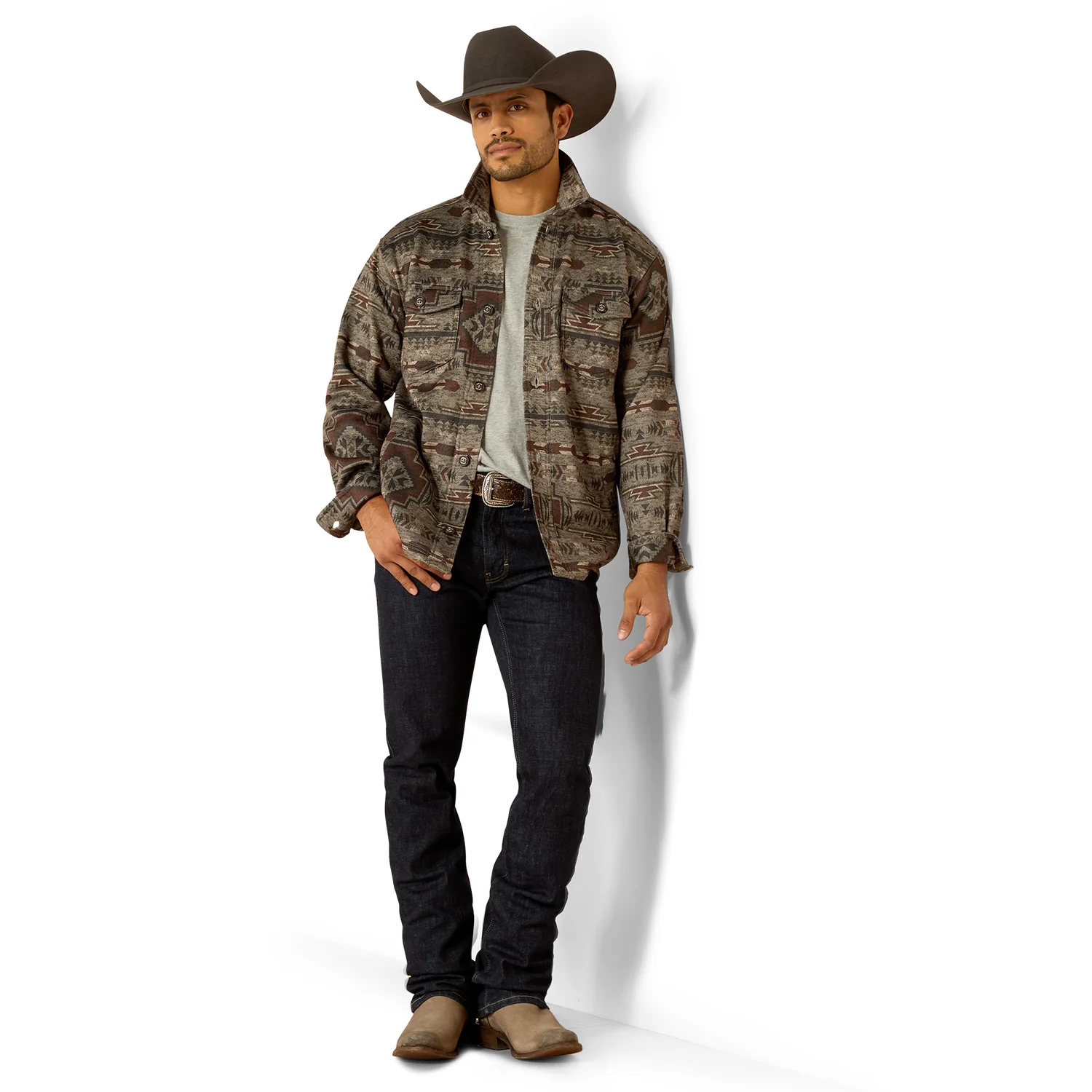 Ariat Men's Caldwell Printed Shirt Jacket - Brindle - Image 4