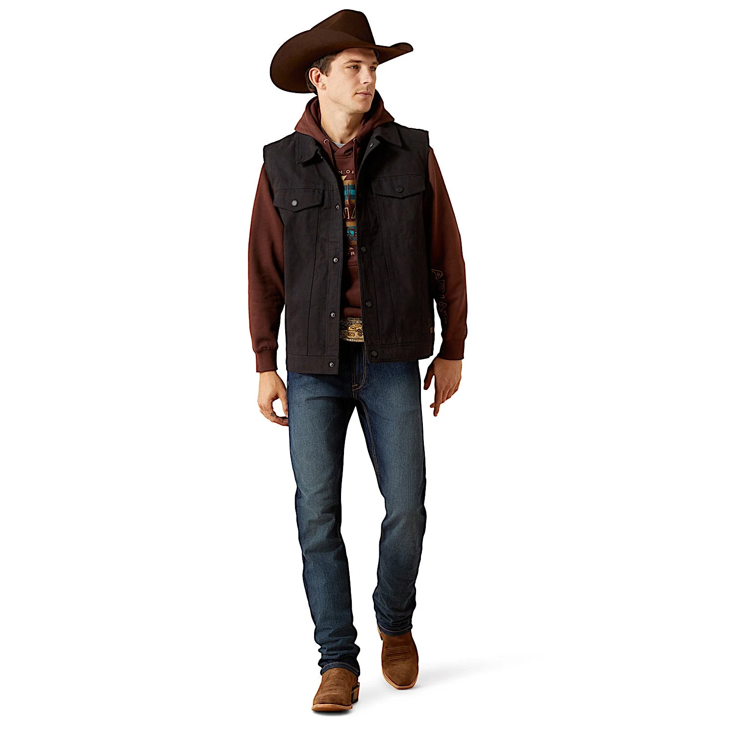 Ariat Men's Canvas Rancher Vest - Black - Image 3