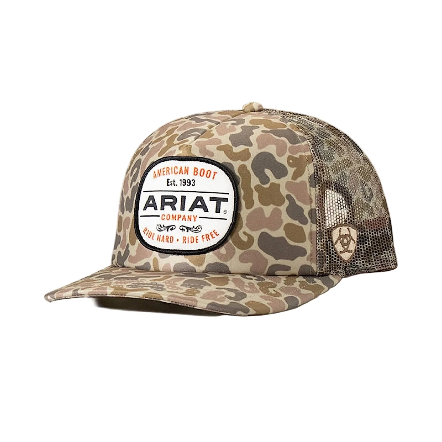 Ariat Men's Cap Duck Camo Patch Mesh Snap Back - Cream / Beige