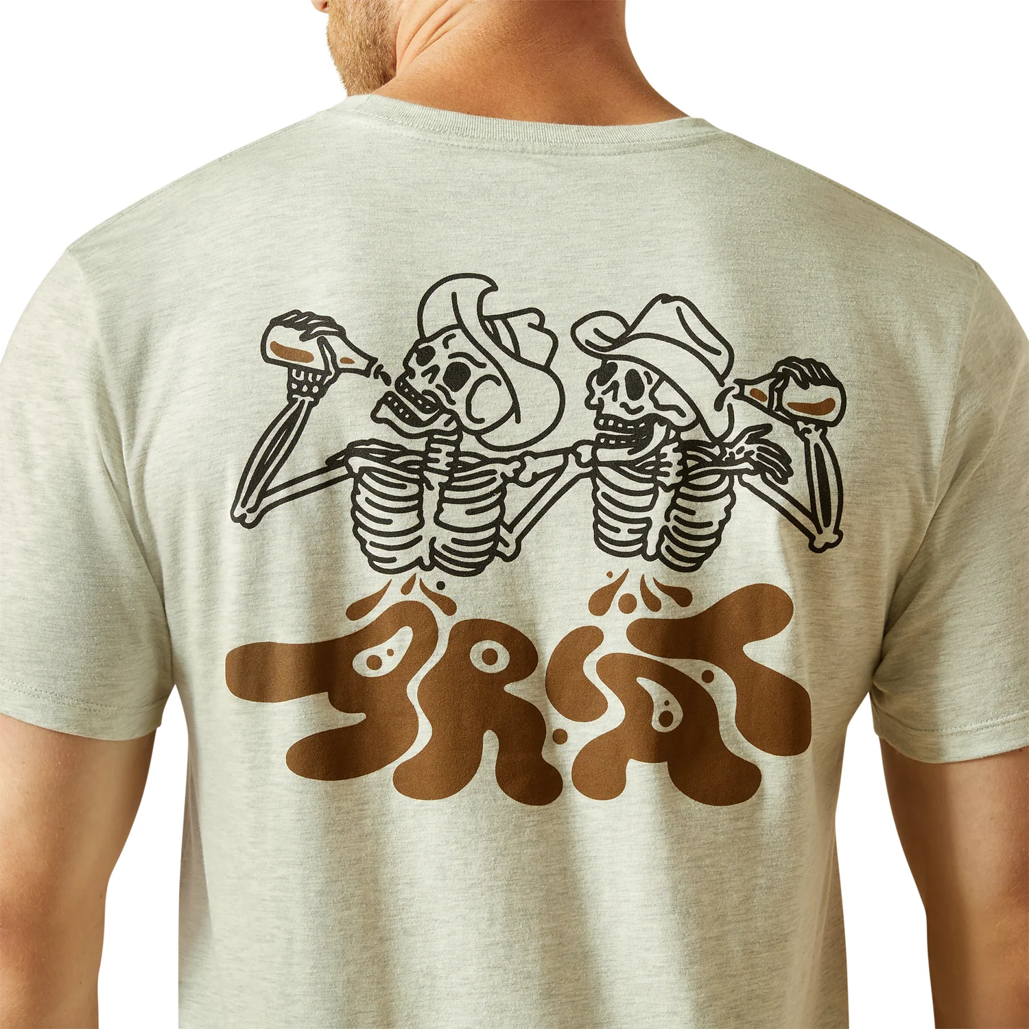 Ariat Men's Drinking Buddies Tee - Oatmeal Heather - Image 2