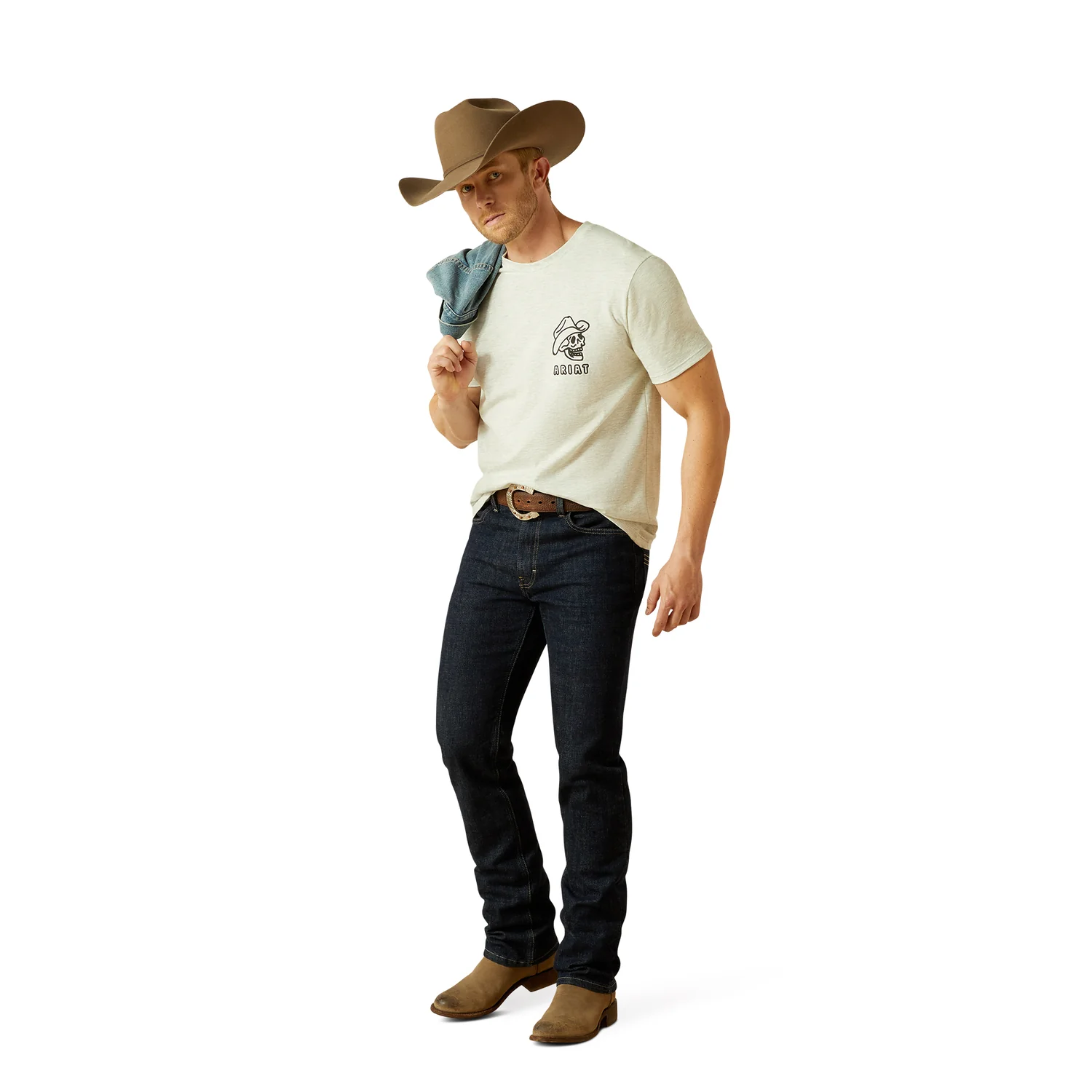 Ariat Men's Drinking Buddies Tee - Oatmeal Heather - Image 5