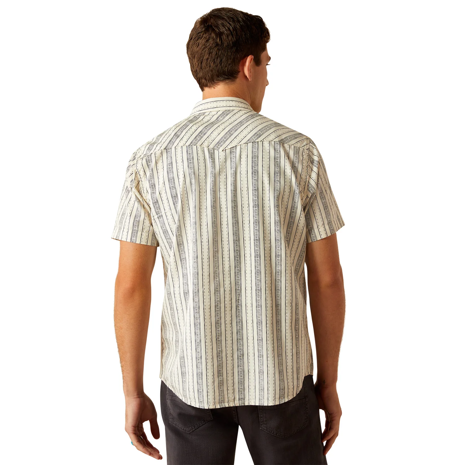 Ariat Men's Holden Retro Snap Short Sleeve Shirt - Off White - Image 2