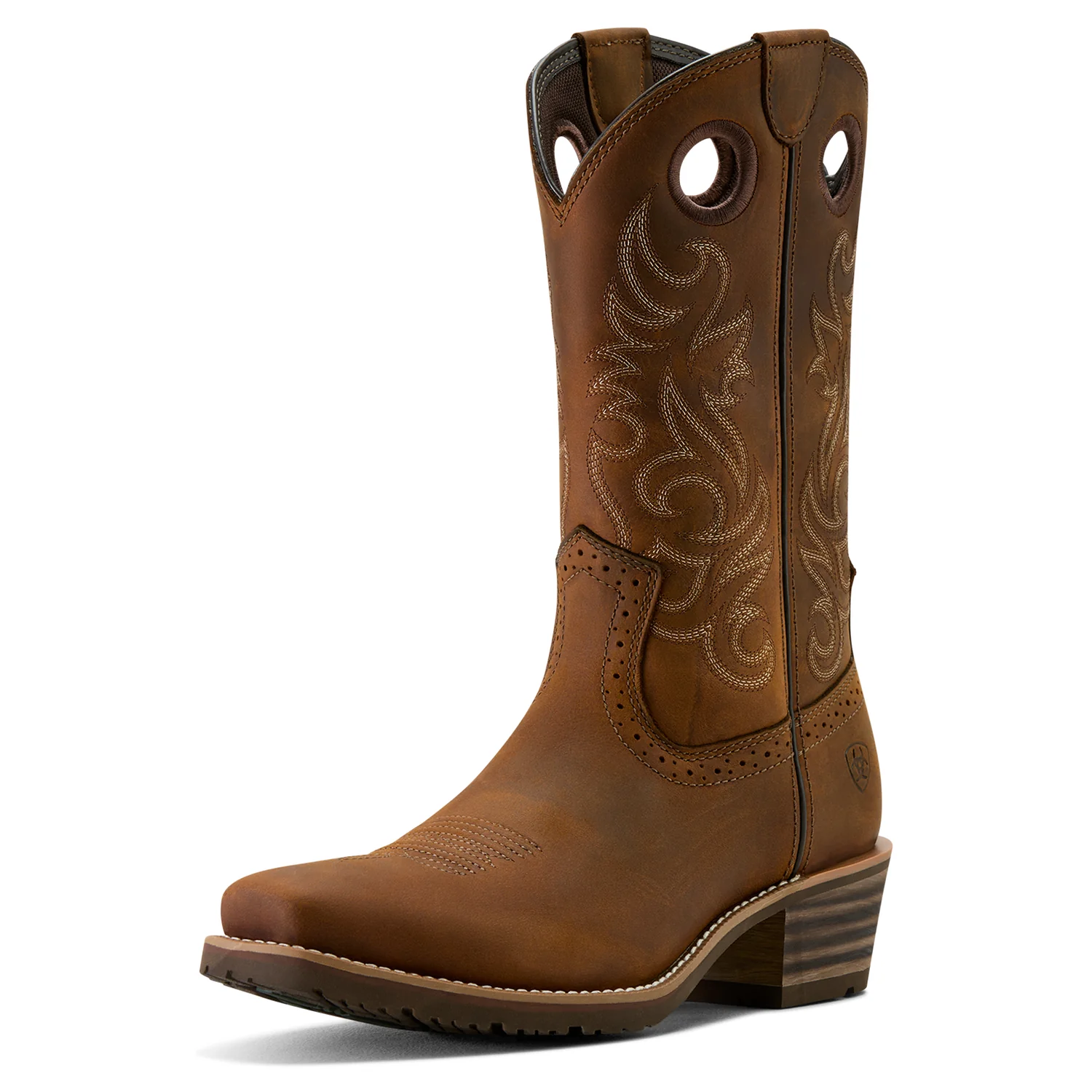 Ariat Men's Hybrid Roughstock Square Toe Western Boot - Distressed Brown
