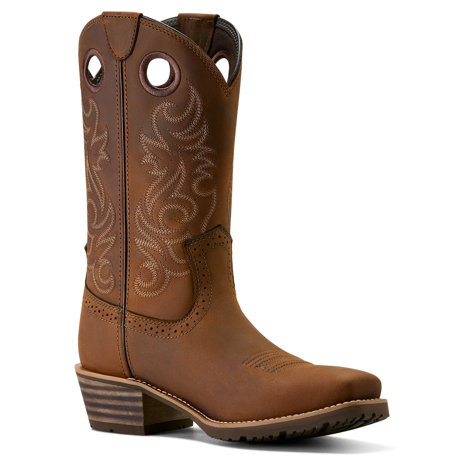 Ariat Men's Hybrid Roughstock Square Toe Western Boot - Distressed Brown - Image 3