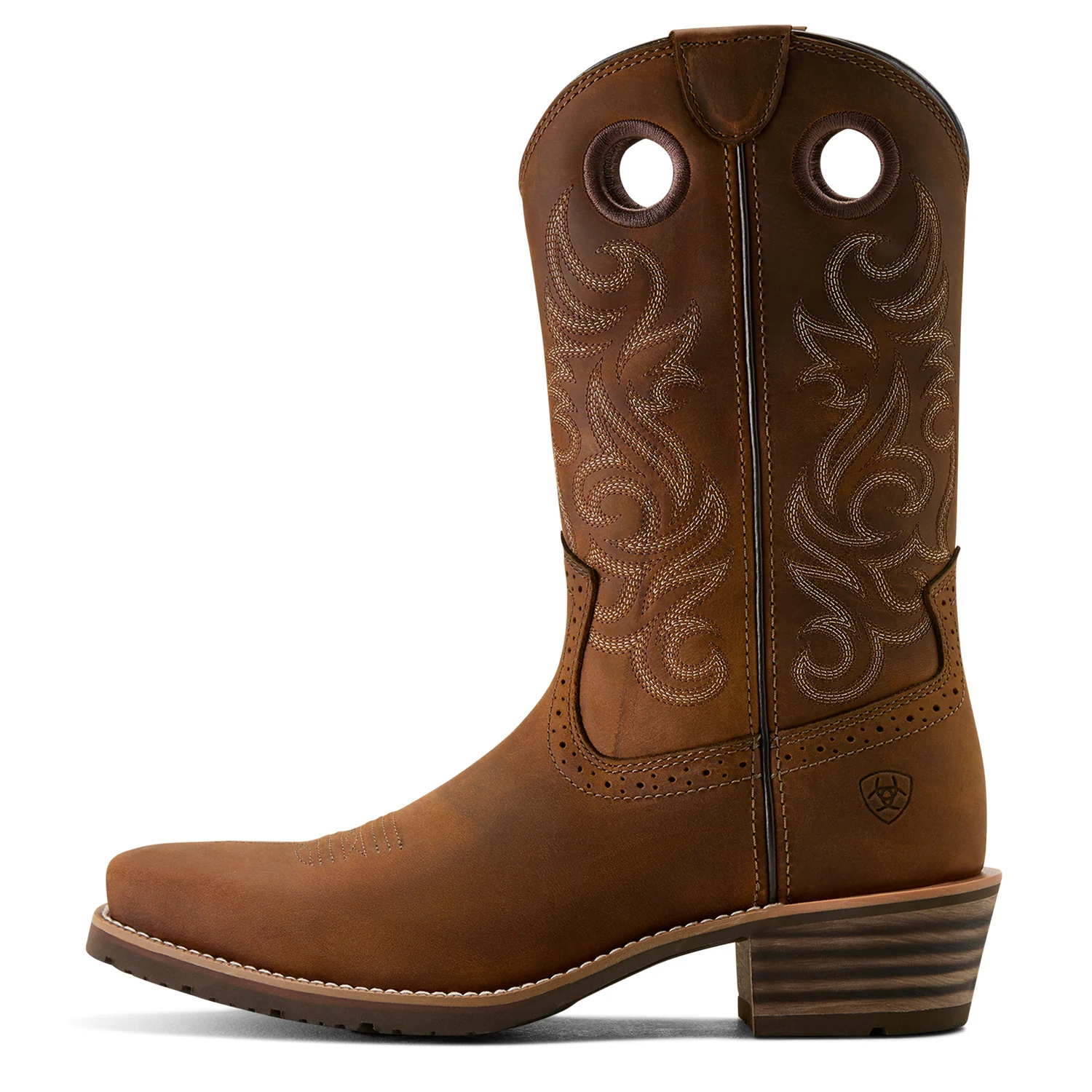 Ariat Men's Hybrid Roughstock Square Toe Western Boot - Distressed Brown - Image 5