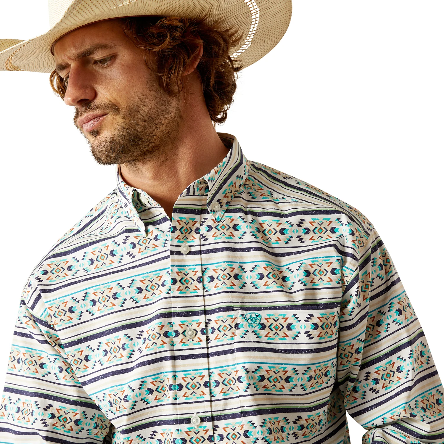 Ariat Men's Judge Classic Fit Shirt - Teal - Image 3