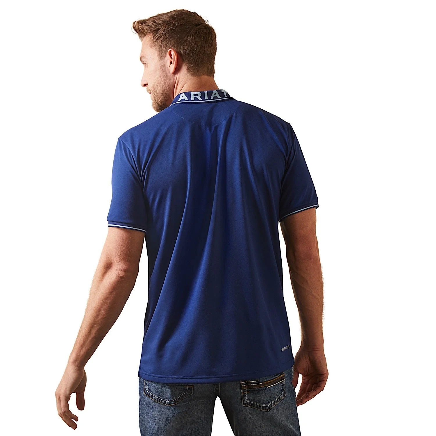 Ariat Mens Logo Fitted S/S Polo Cloudburst Blue - Image 2