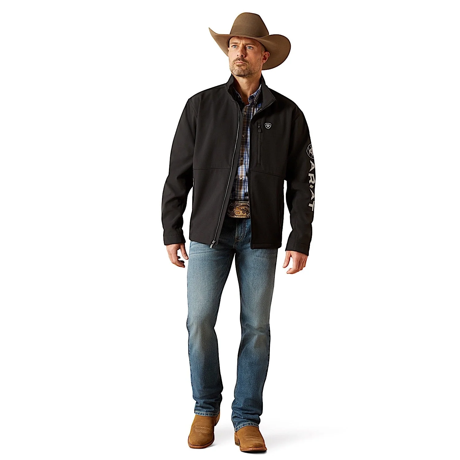 Ariat Men's Logo Softshell Jacket - Black - Image 3