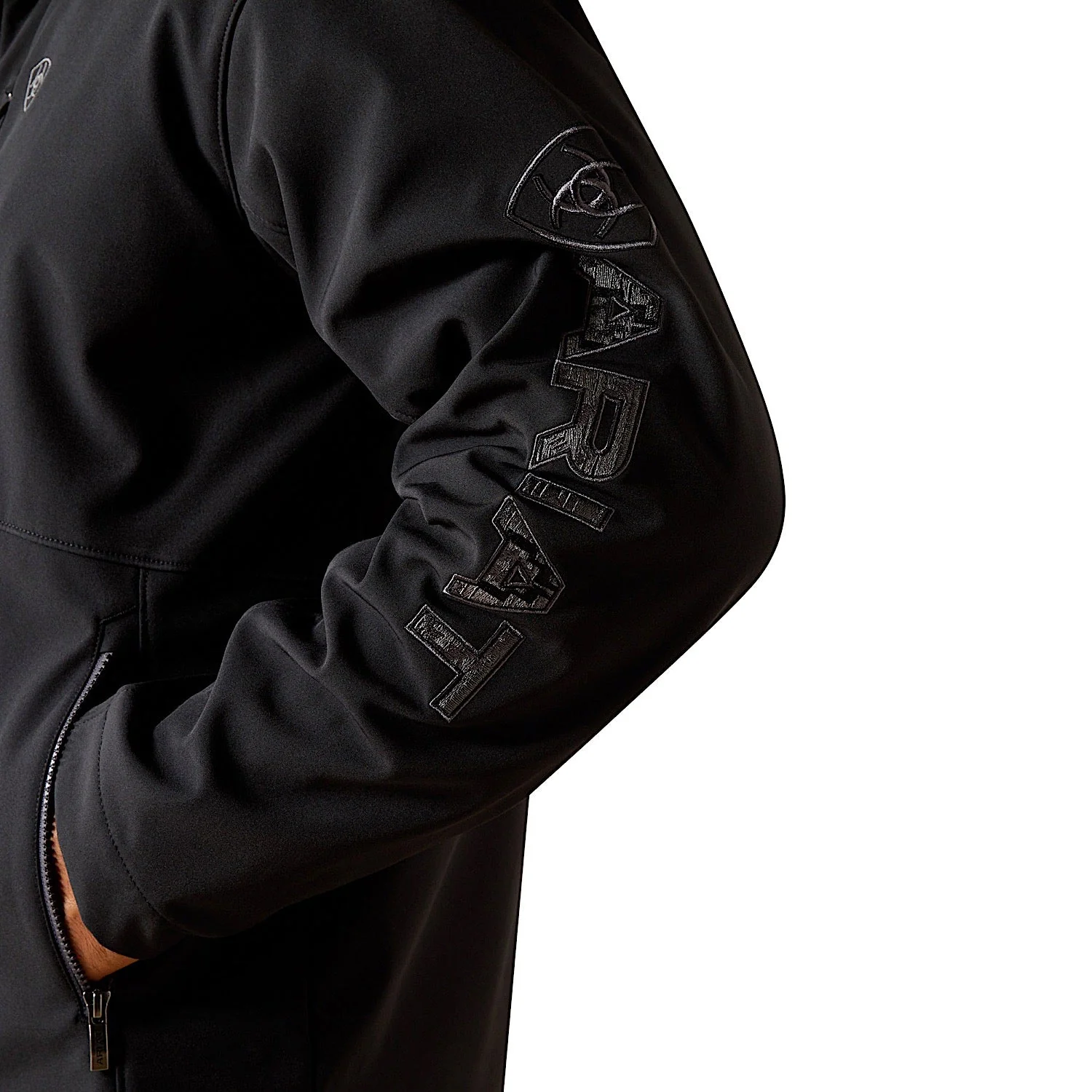 Ariat Men's Logo Softshell Jacket - Phantom/Grey Southwest - Image 5
