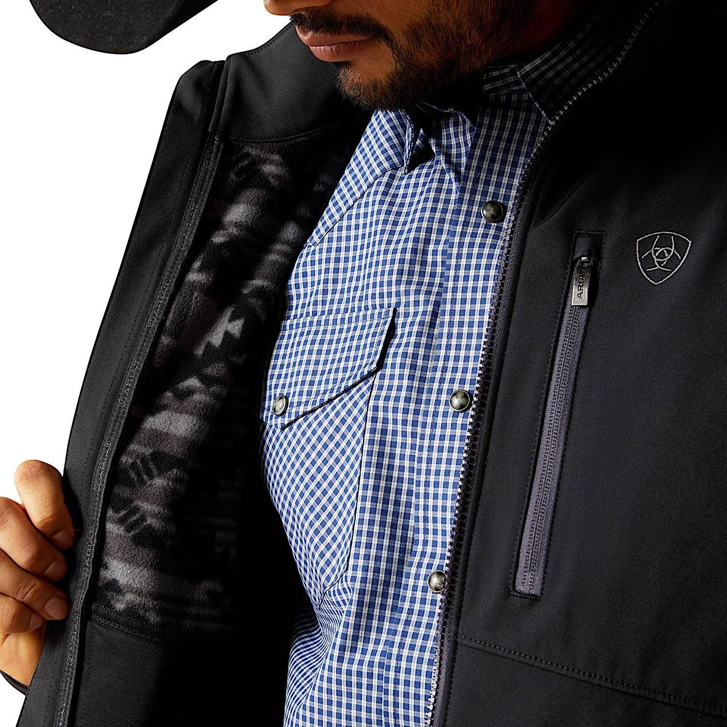 Ariat Men's Logo Softshell Jacket - Phantom/Grey Southwest - Image 6