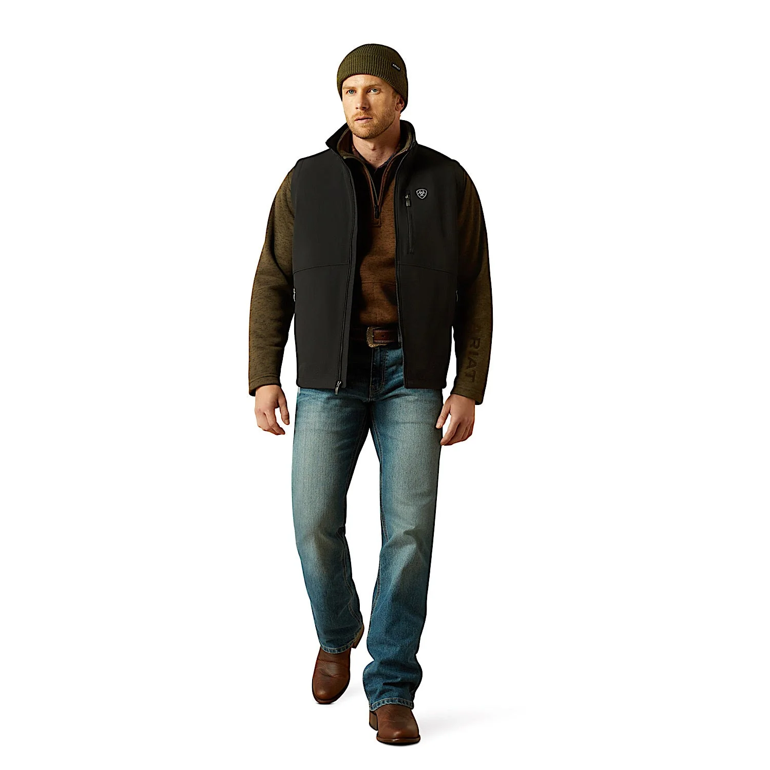 Ariat Men's Logo Softshell Vest - Black - Image 3