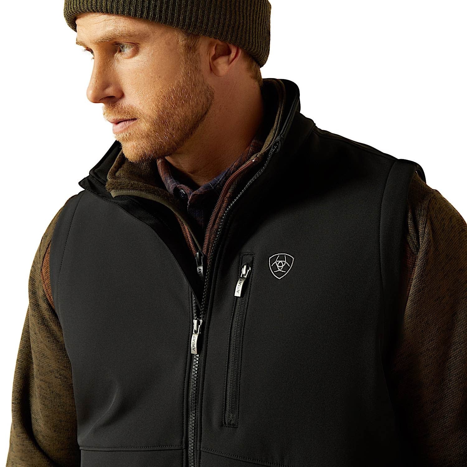 Ariat Men's Logo Softshell Vest - Black - Image 5