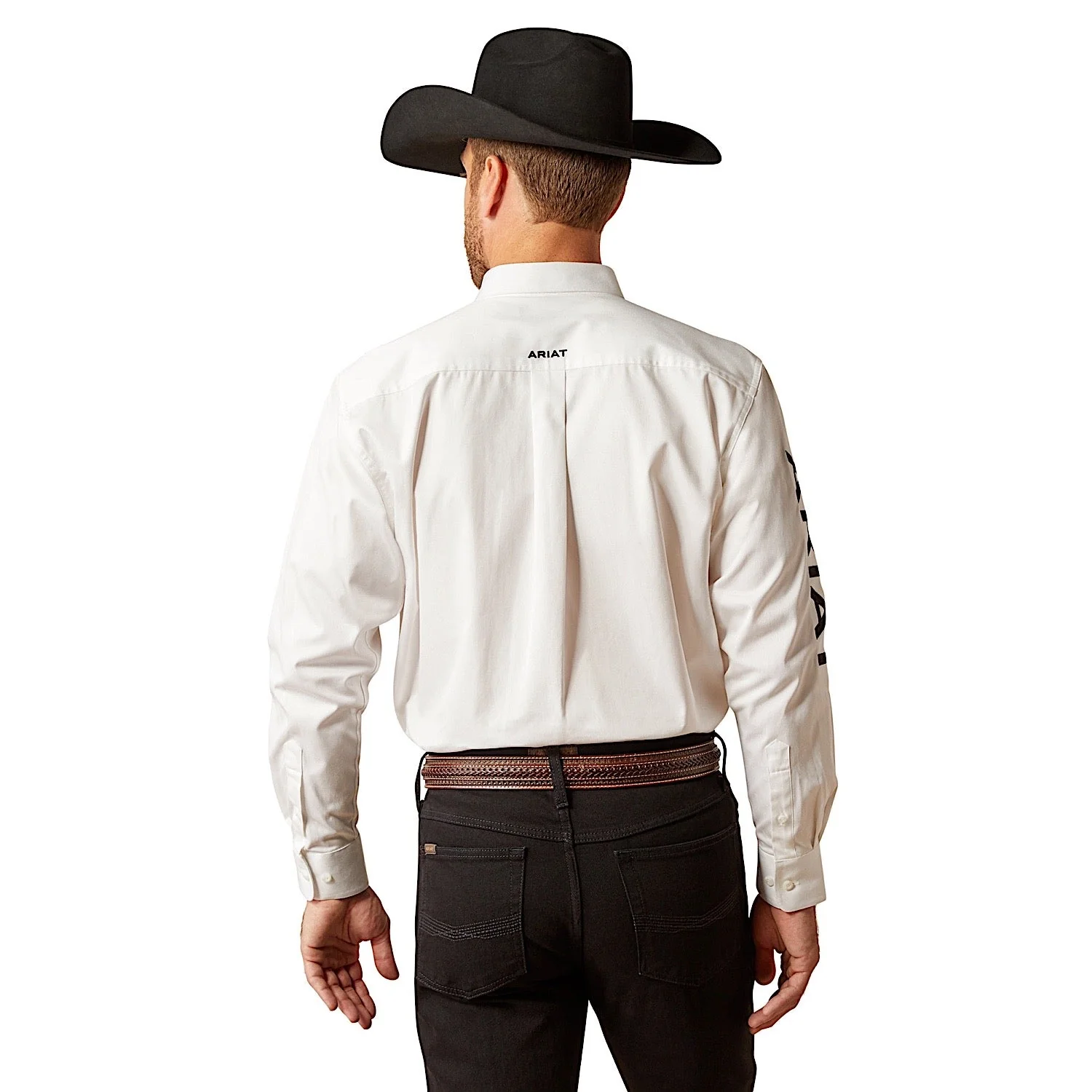 Ariat Men's Team Logo Twill Classic Fit Shirt - White / Black - Image 2