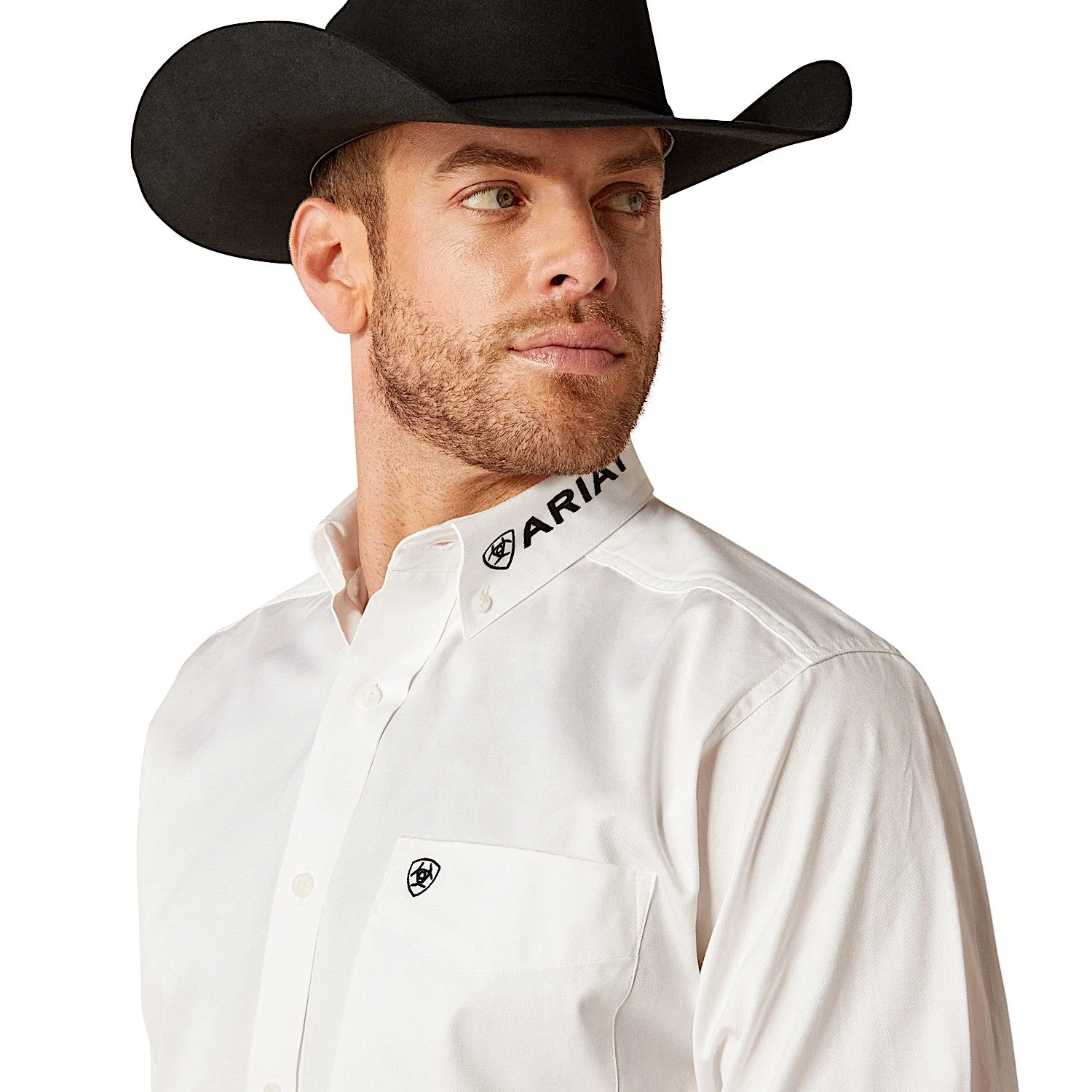 Ariat Men's Team Logo Twill Classic Fit Shirt - White / Black - Image 4