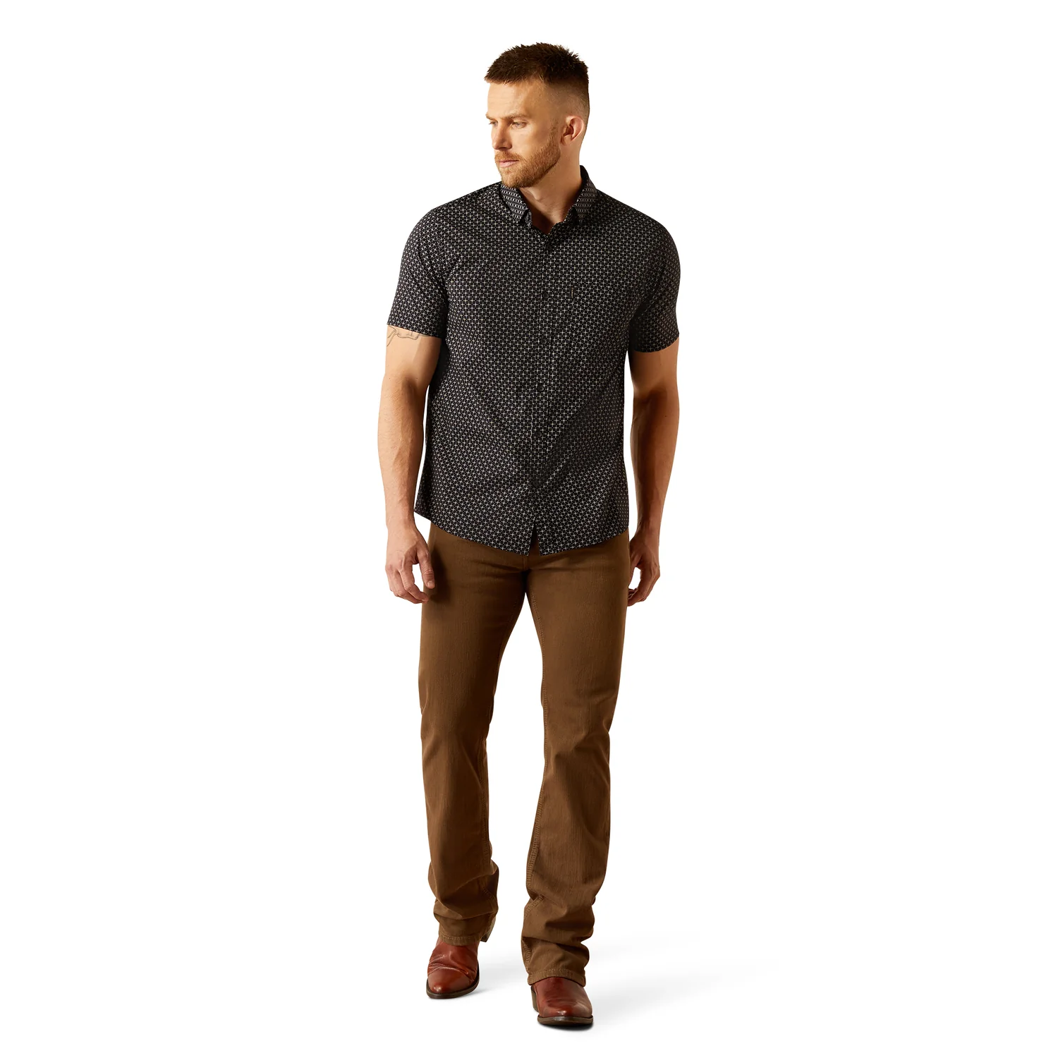 Ariat Men's Mars Modern Short Sleeve Shirt - Black - Image 4