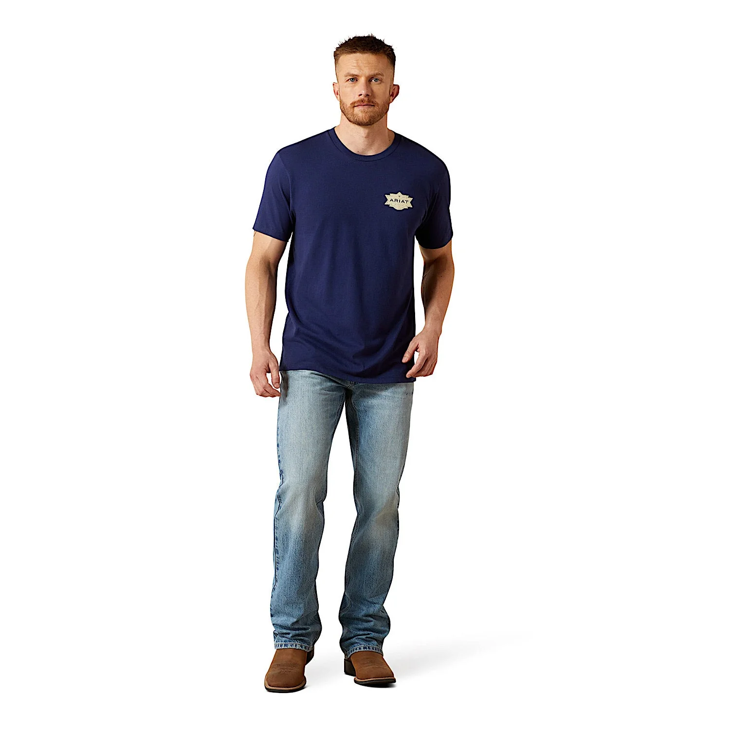Ariat Men's Mesa Motif Lockup T-Shirt - Medieval Blue - Image 3