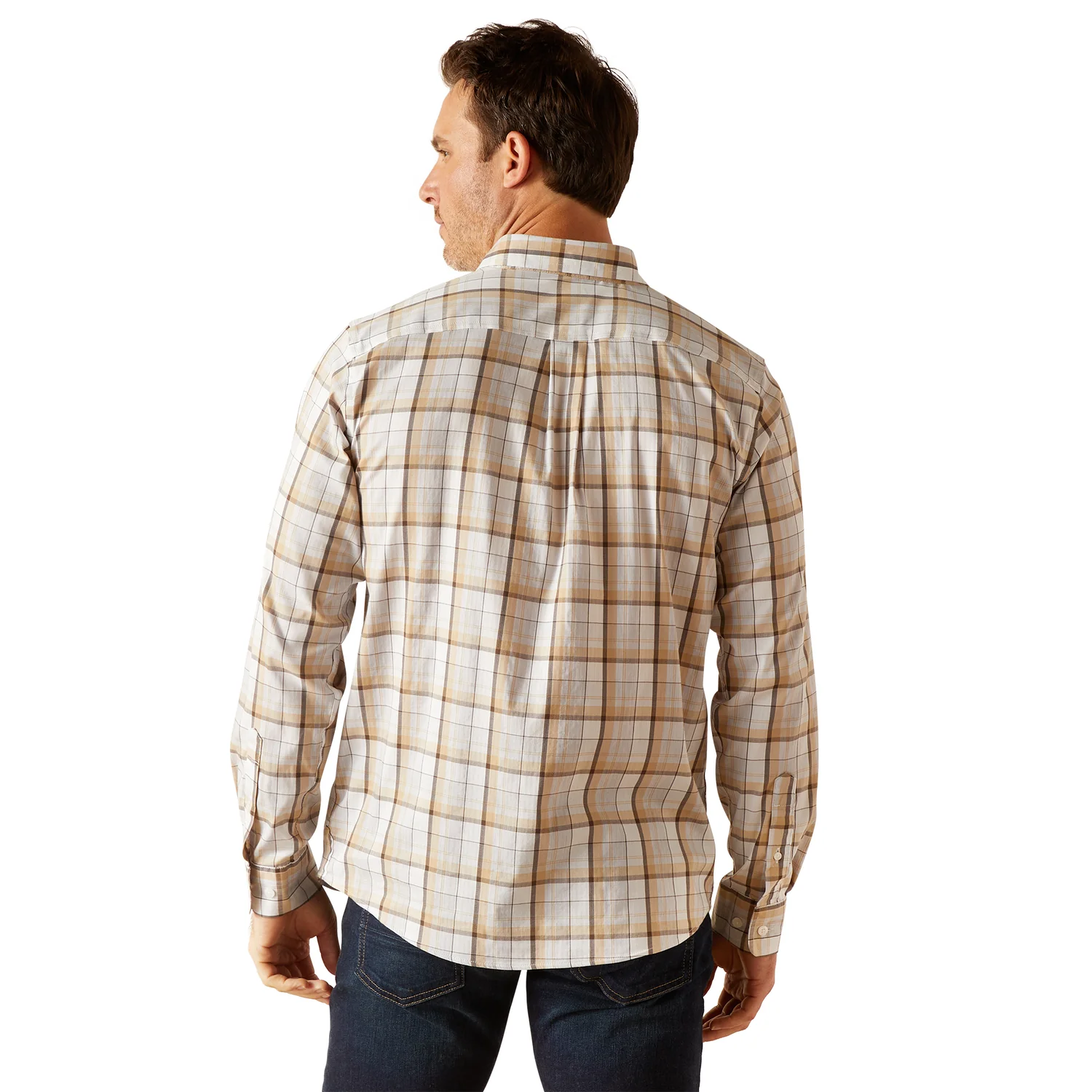 Ariat Men's Napa Long Sleeve Shirt - Tan Check - Image 2
