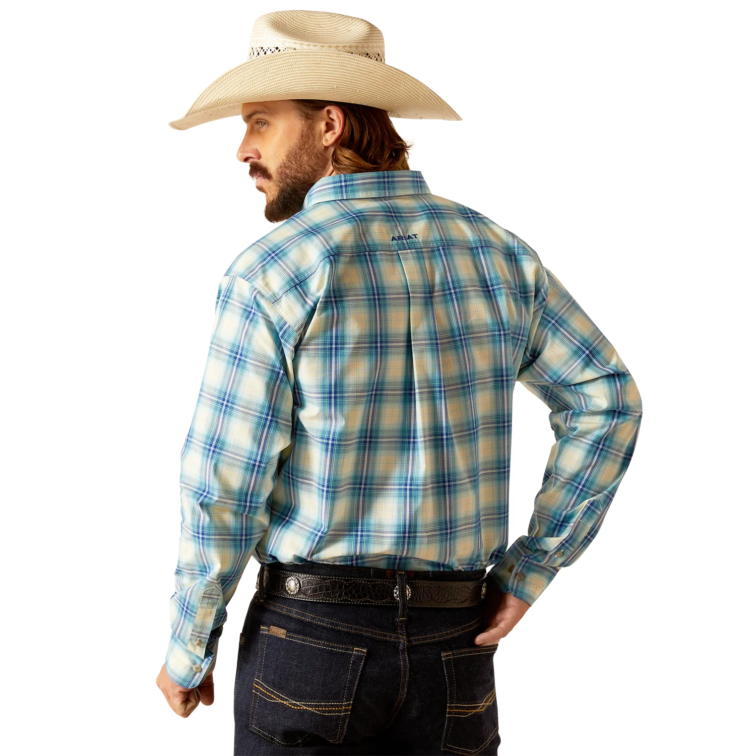 Ariat Men's Pro Princeston Long Sleeve Shirt - Aqua - Image 2