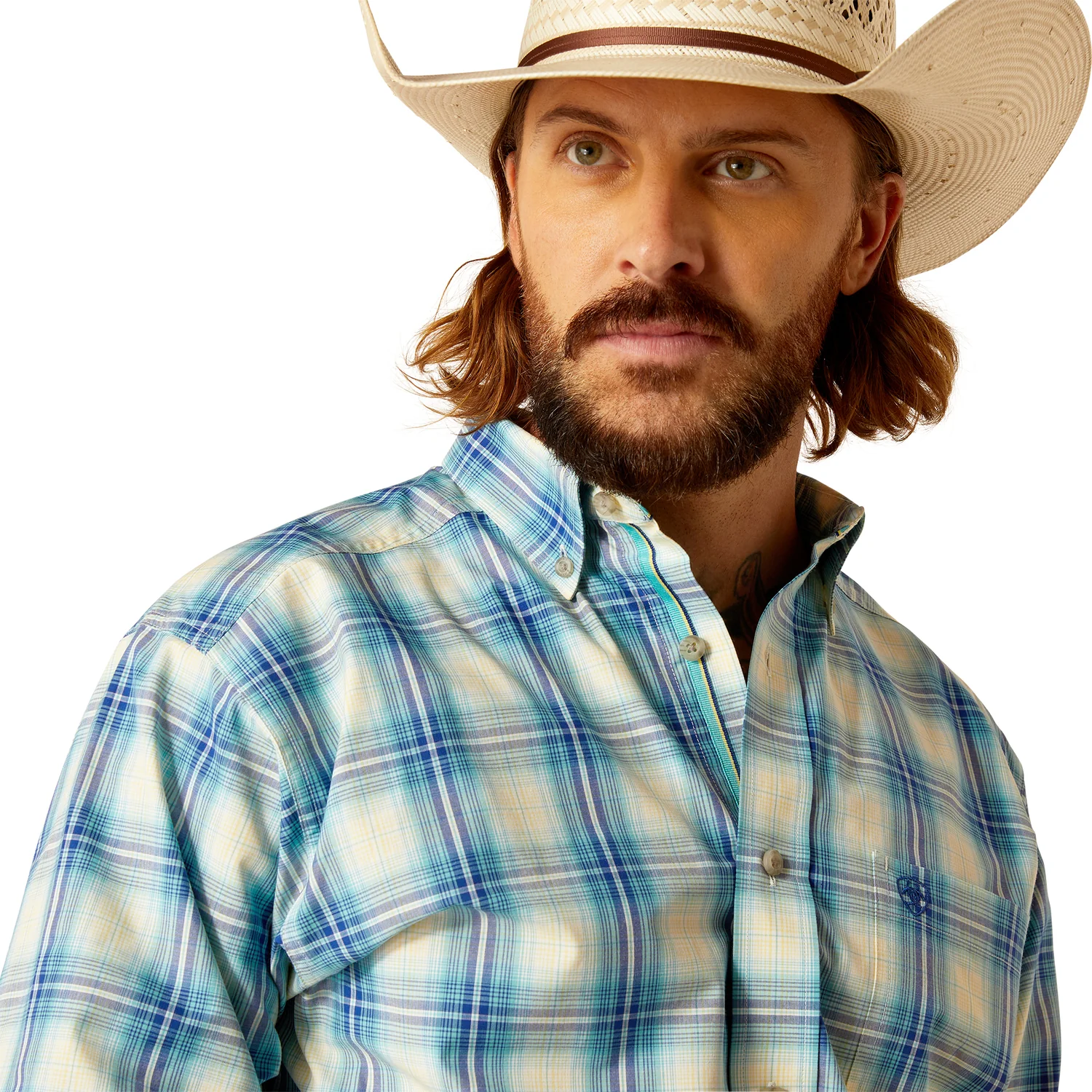 Ariat Men's Pro Princeston Long Sleeve Shirt - Aqua - Image 3