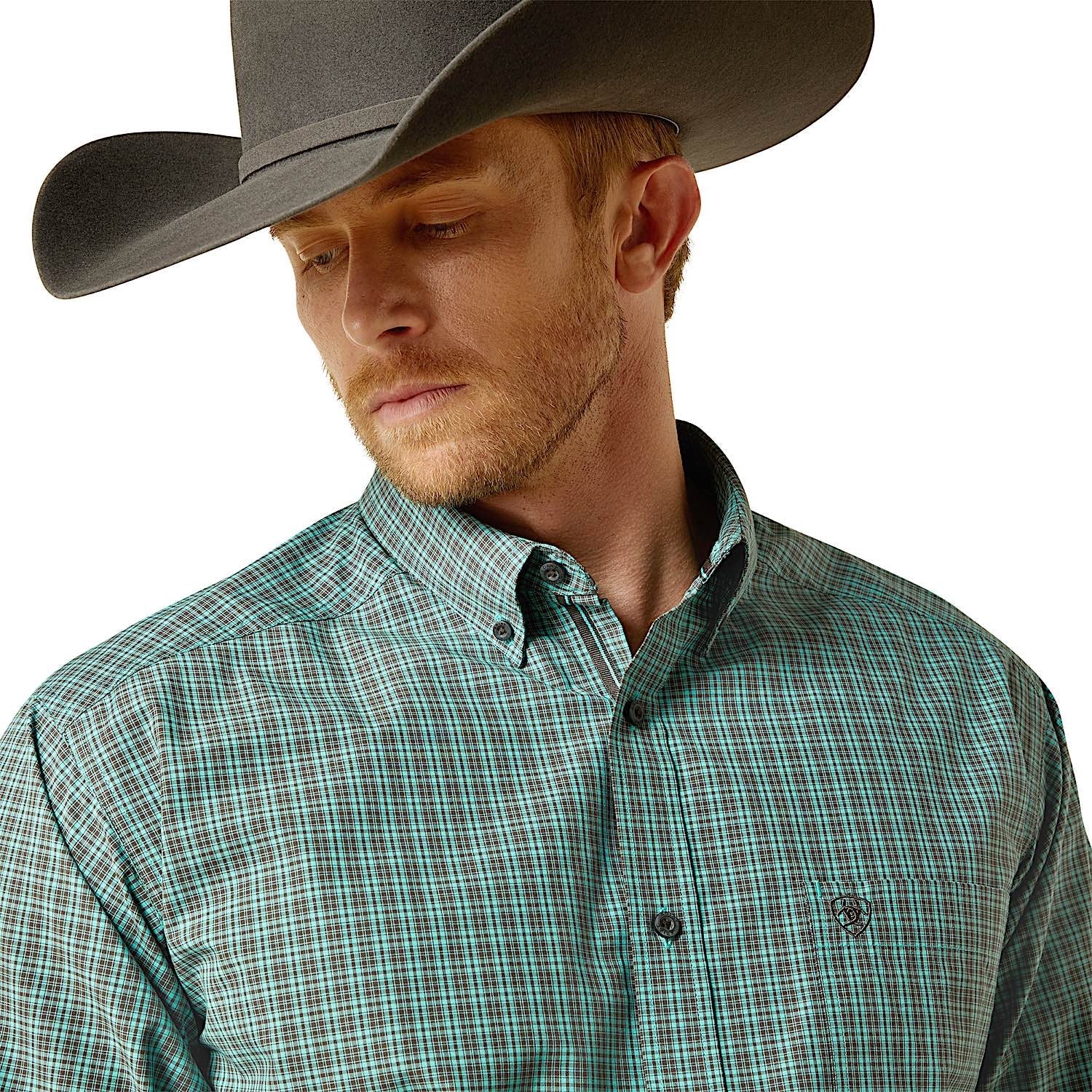 Ariat Men's Pro Series Brooks Classic Fit Shirt - Aqua Blue - Image 4