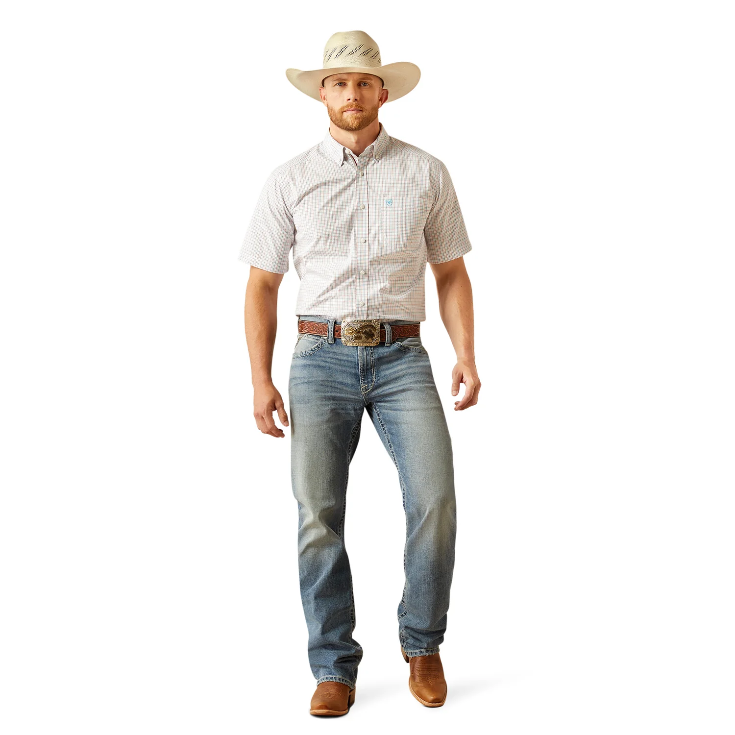 Ariat Men's Pro Series Simon Short Sleeve Shirt - White - Image 4