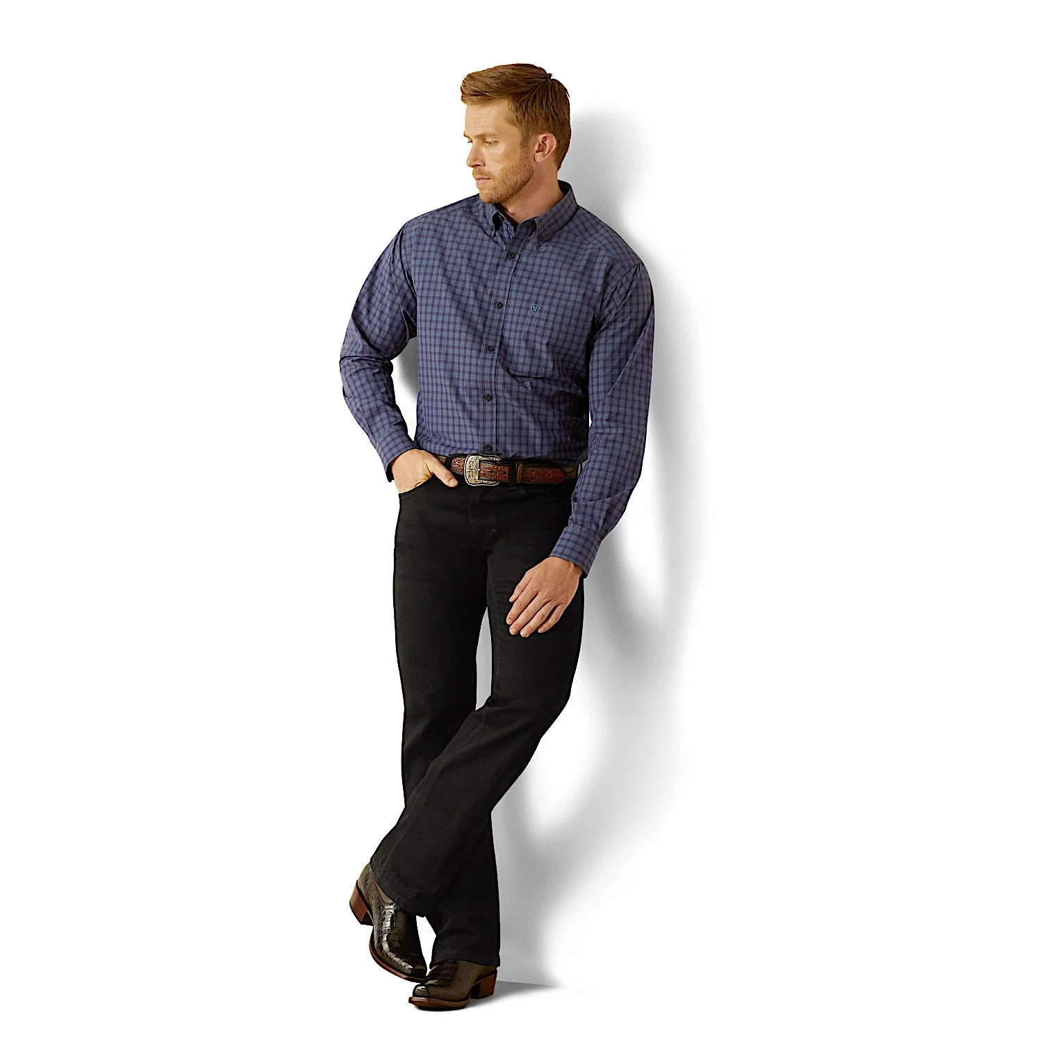 Ariat Men's Pro Series Tate Classic Fit Shirt - Navy - Image 3