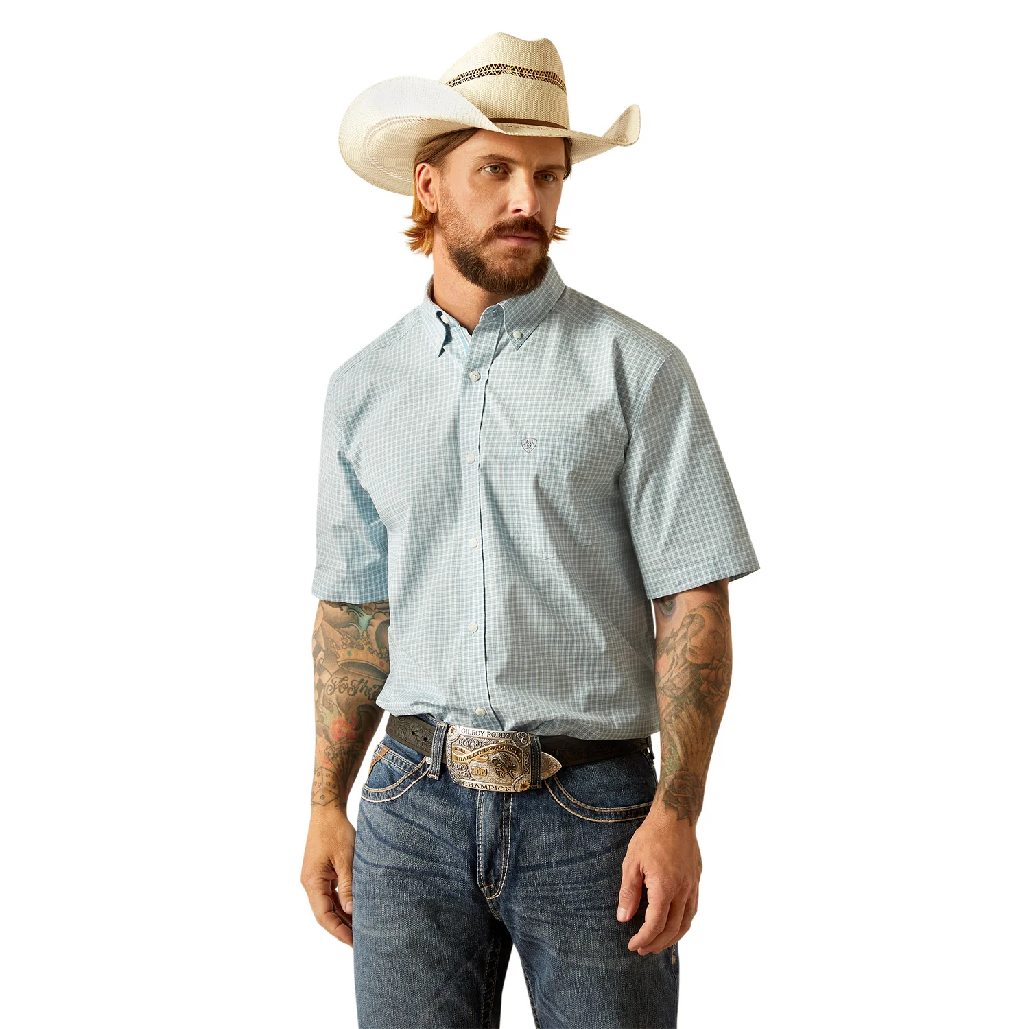 Ariat Men's Pro Series Team Glennie Classic Fit Shirt - Turquoise